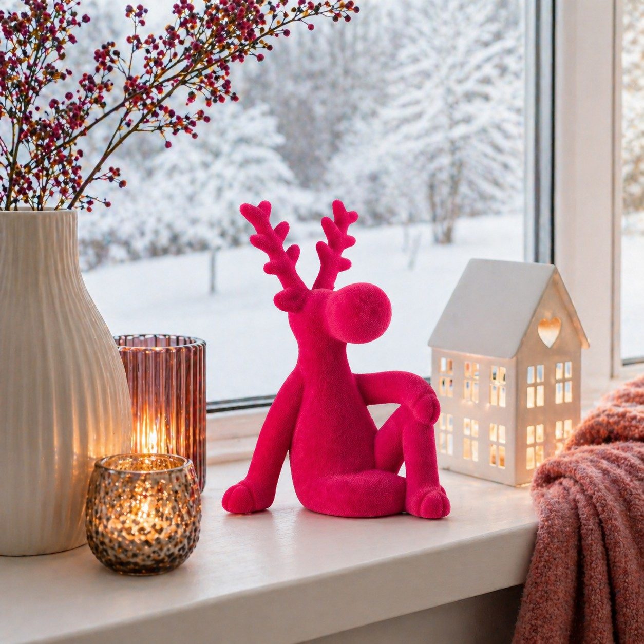 Wurm Weihnachtsfigur Otto Dekofigur Elch Pink
