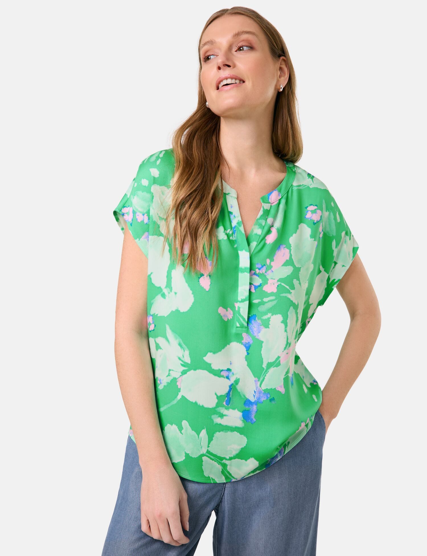 Taifun Kurzarmbluse - Kurzarmbluse mit Floral-Print - Modische Damenbluse