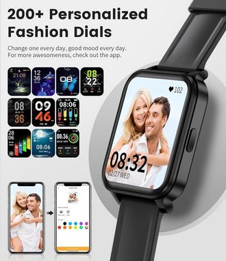 SIEMORL Smartwatch (1,69 Zoll, Android iOS), Damen herren herzfrequenz schrittzähle personalisiertem wasserdicht