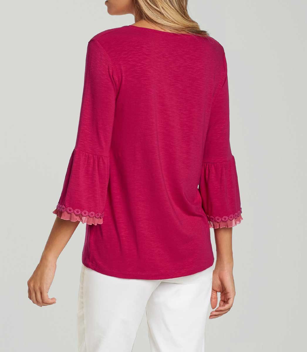 T-Shirt Jerseyshirt Damen L mit Volants, L creation pink CRéATION