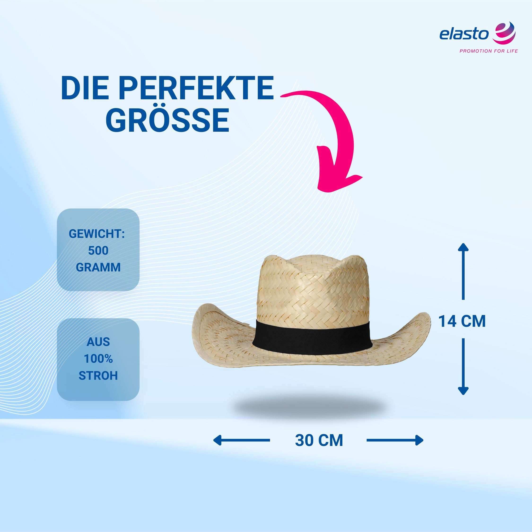 elasto Schirmmütze Strohhut 'Texas' Unisex Sonnenhut für Damen und Herren