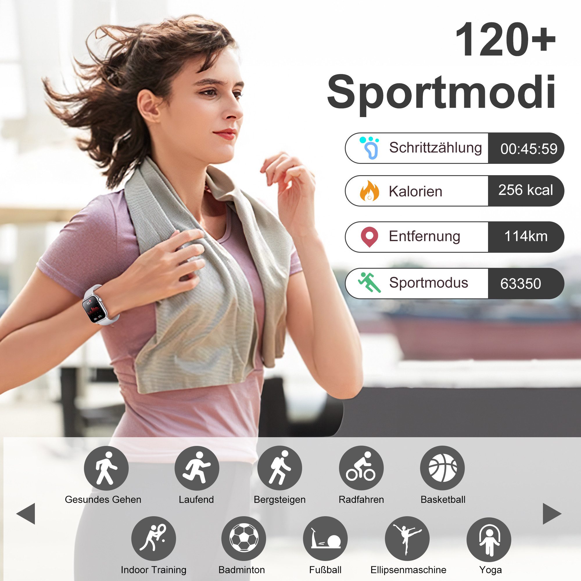 ibettertec 2026 Neues Smartwatch Damen Herren mit Telefonfunktion, Smartwatch 1.85'' HD Fitnessuhr,Silikonarmband + Metallarmband Kombinationsset,Smart Watch for Women mit 200+ Sportmodi,Fitness Tracker mit Herzfrequenz,SpO2,Schrittzähler & Schlafmonitor,IP68 für iOS Android, Silikon- und Edelstahlarmband Kombination, Silikon- und Edelstahlarmband Kombination