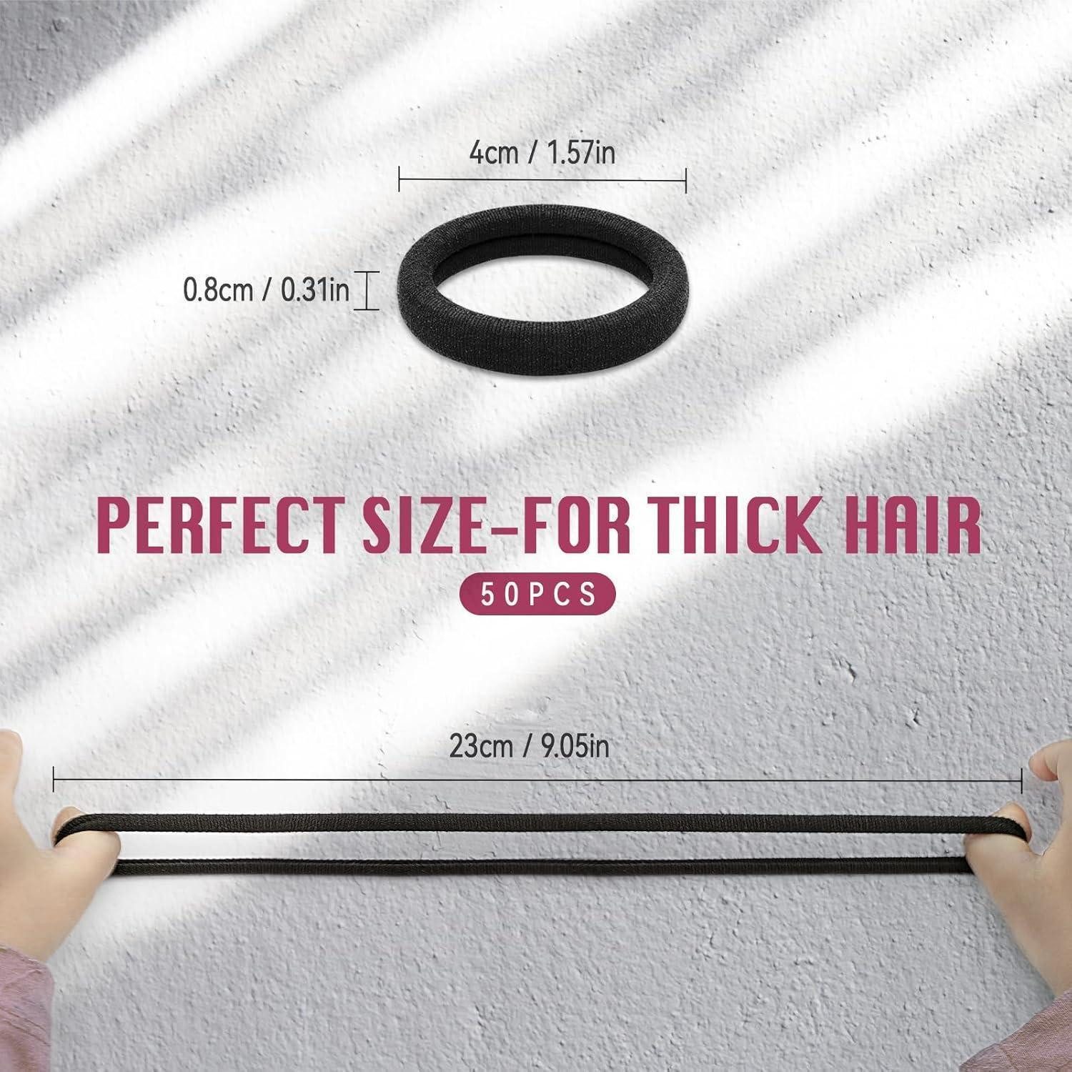 LuxusKollektion Haargummi 50er Pack Schwarze Haargummis in 5 Farben - Elastische Zopfgummis