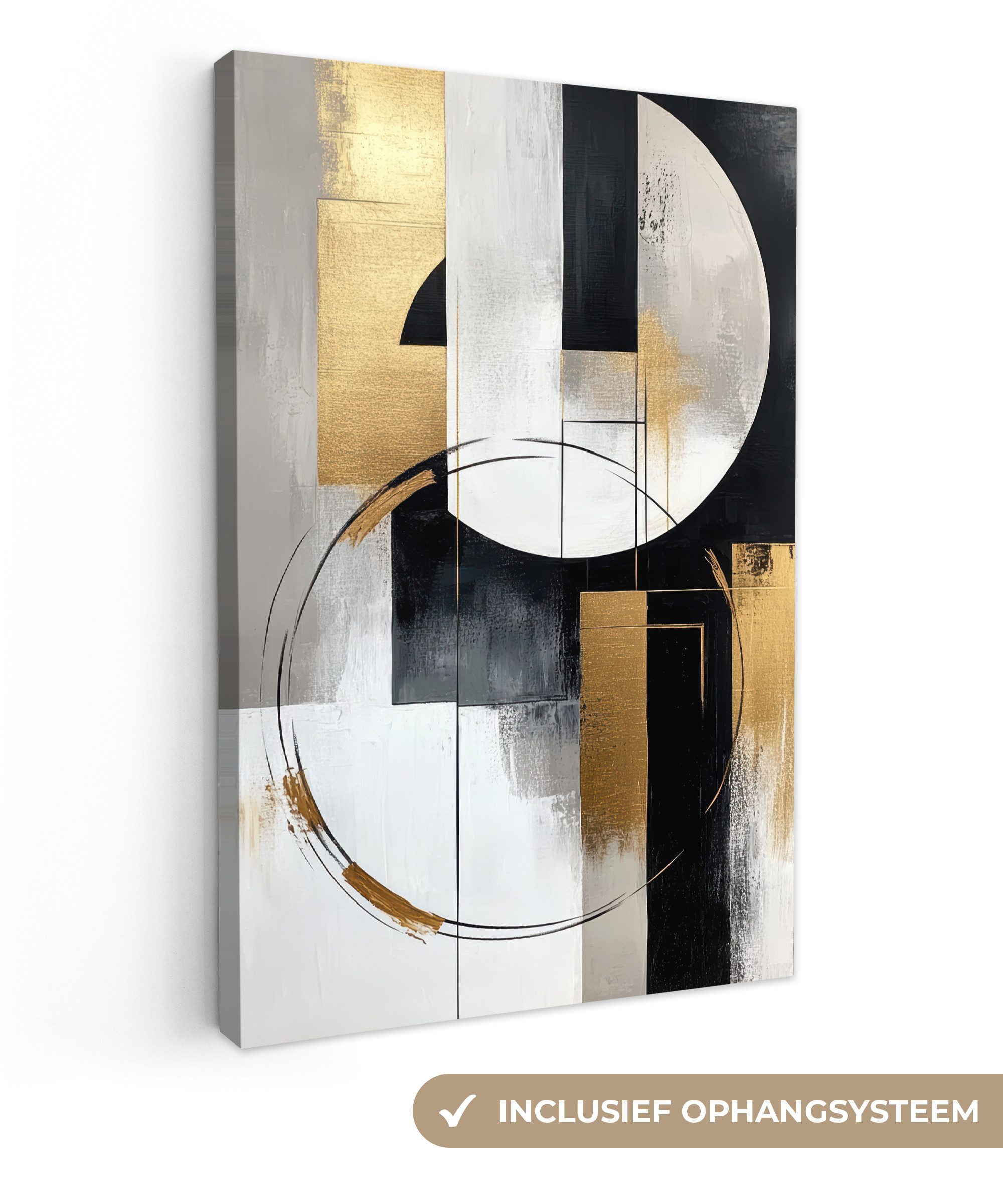 OneMillionCanvasses® Leinwandbild Abstrakt - Gold - Silber - Formen - Ästhetik, Fotodruck (1 St), Leinwand Canvas Wandbild, Wanddekoration 20x30 cm