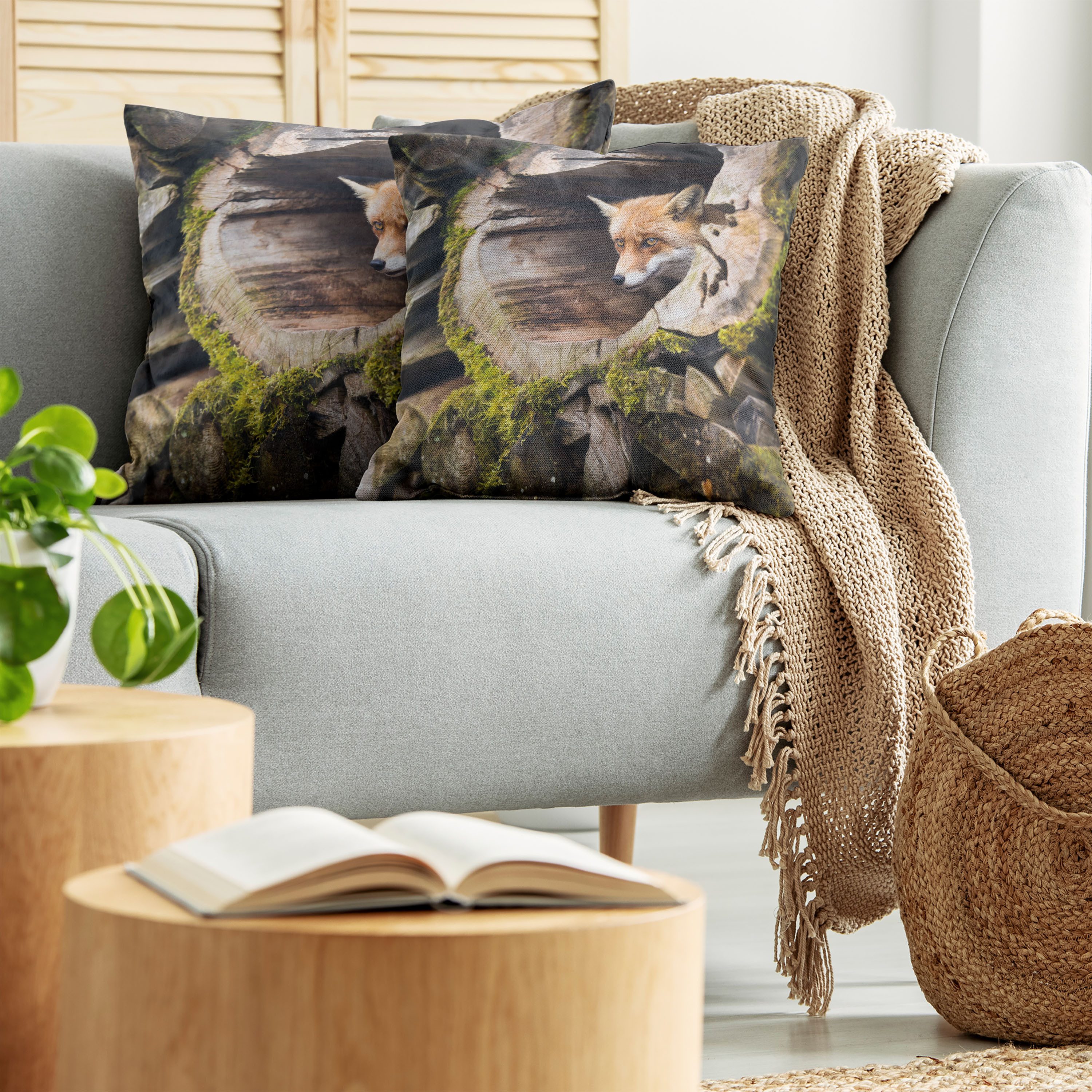 Abakuhaus Kissenbezüge Modern Accent Doppelseitiger Digitaldruck, (2 Stück), Tier Natur Wilde Fox Wald