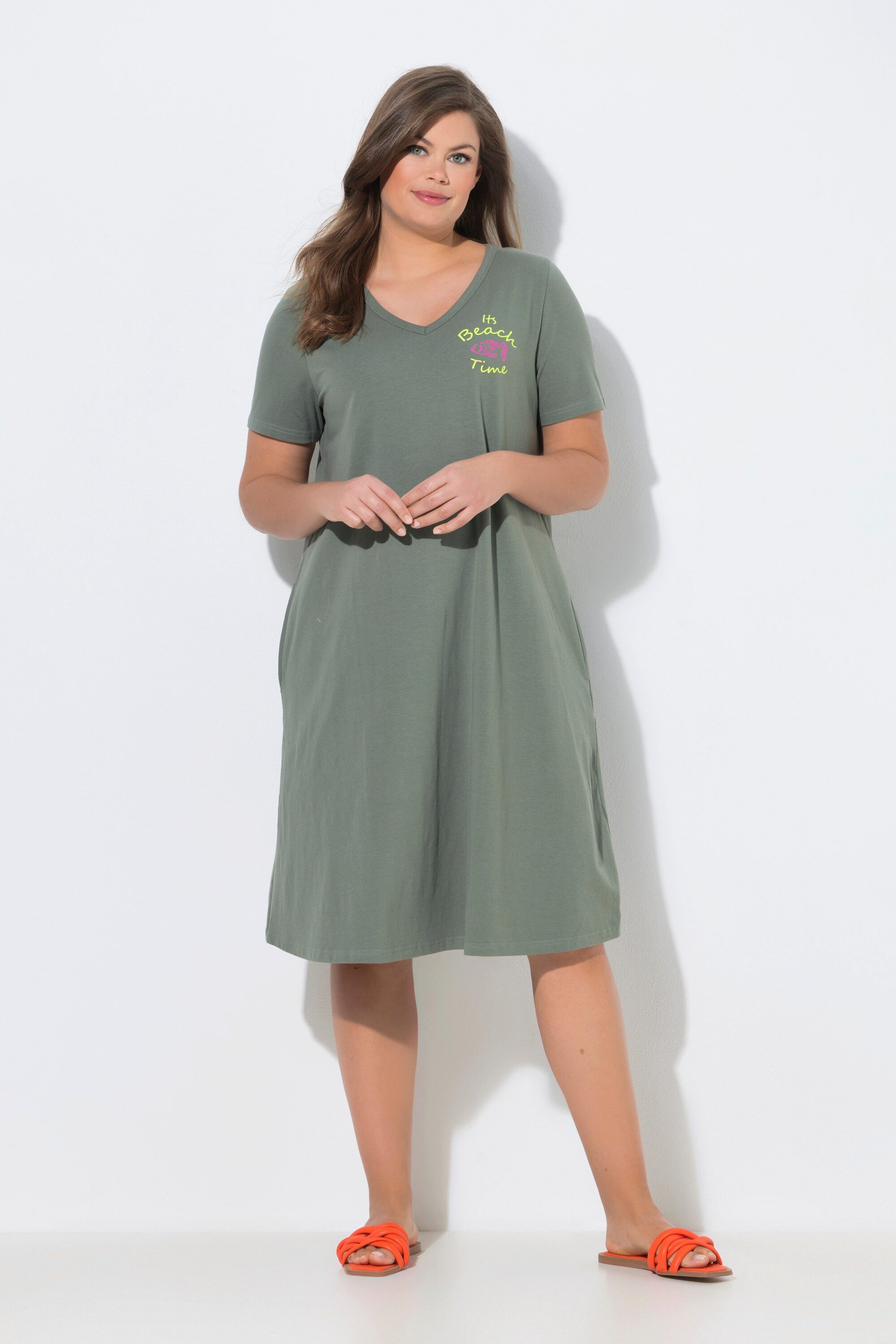 Laurasøn Jerseykleid Shirt-Kleid 1/2 Arm V-Ausschnitt