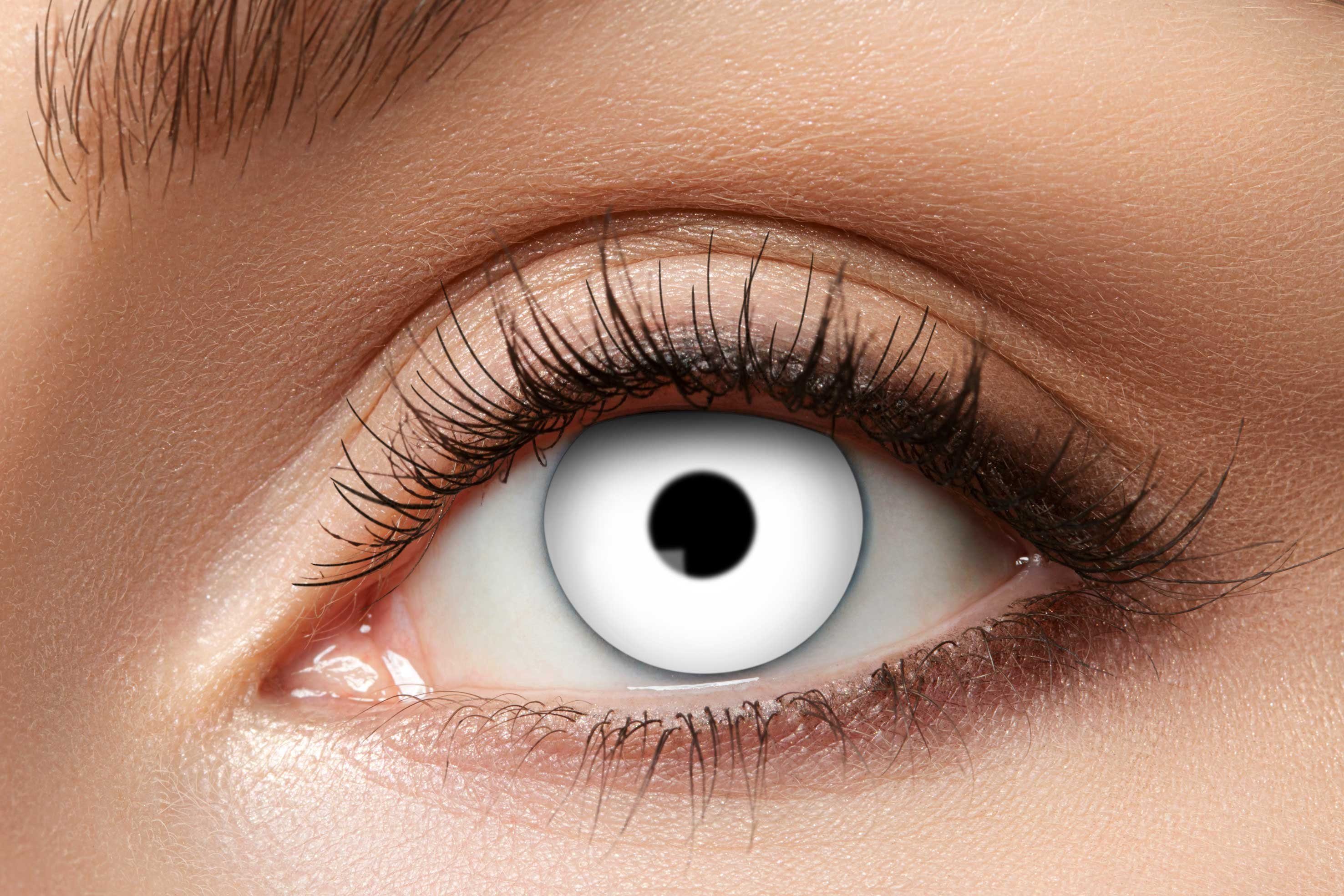 Eyecatcher Jahreslinsen White Zombie Kontaktlinse mit Minus Sehstärken
