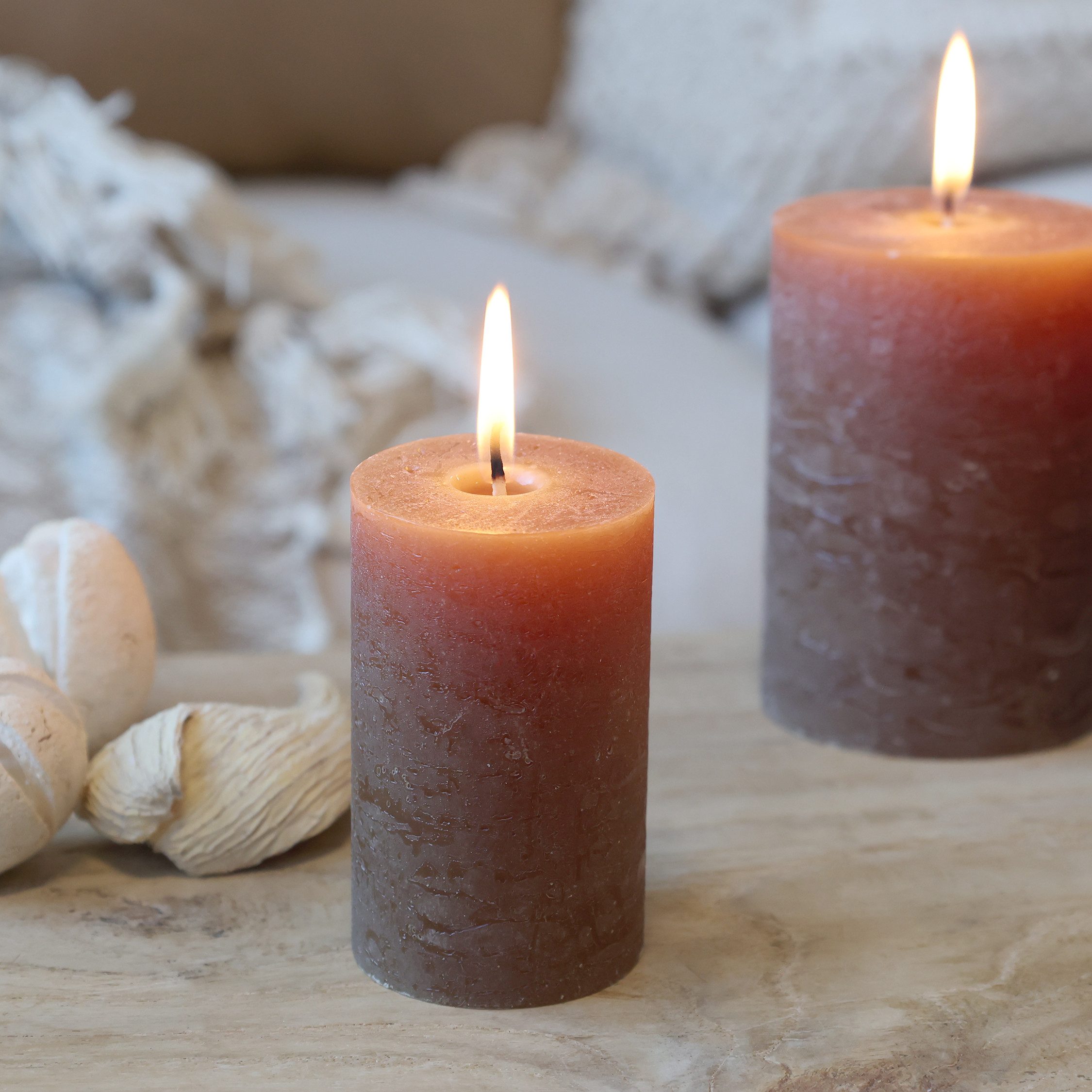 Chic Antique Rustic-Kerze Stumpenkerze Rustikale Kerze Macon Paraffin Walnu günstig online kaufen