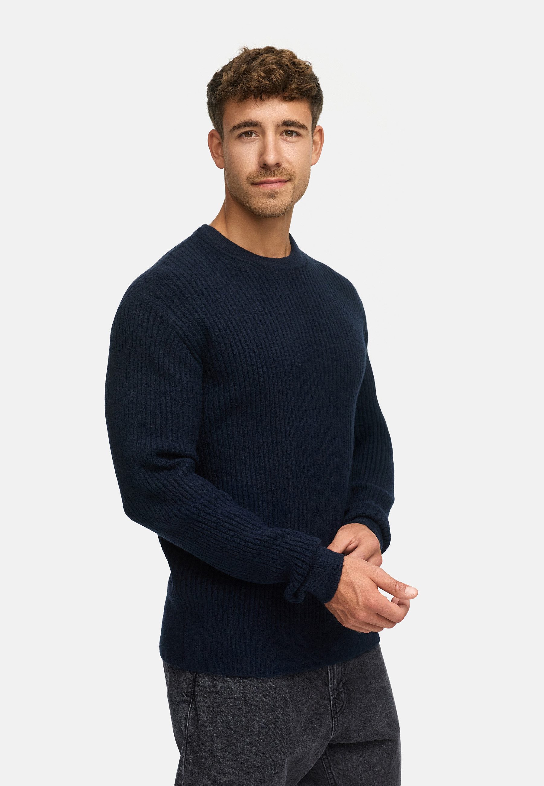 Indicode Strickpullover Herren INPeace O-Neck Pullover Herrenpullover mit Rundhalsausschnitt und klassischem Grobstrickmuster