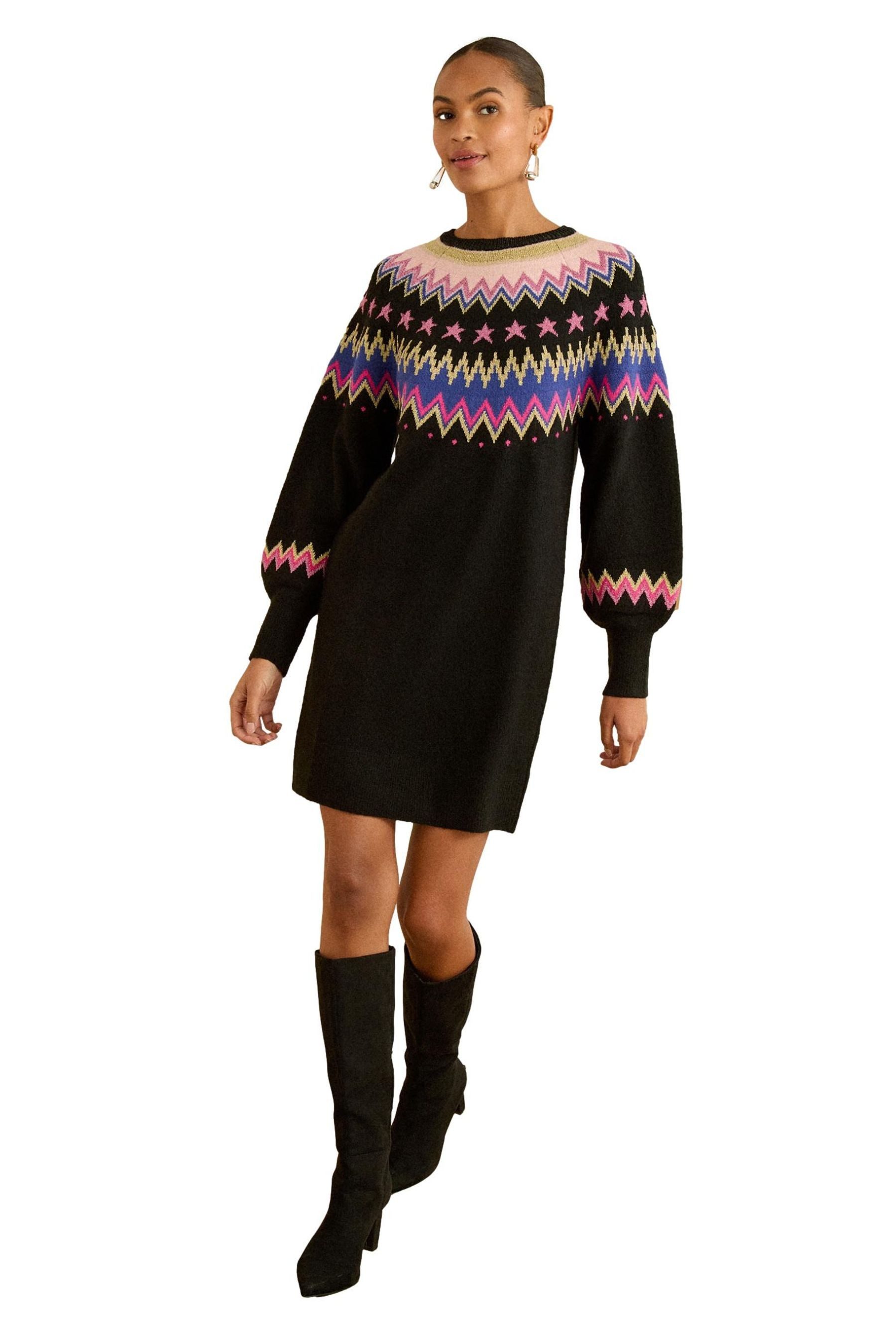 Love & Roses Minikleid Love & Roses Strick-Minikleid mit Fairisle-Muster (1 günstig online kaufen