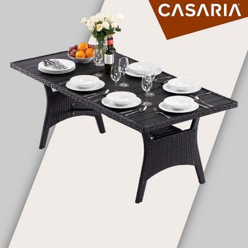 Casaria Gartentisch (1-St), Polyrattan 190x90x74cm mit Ablage WPC-Tischplatte Höhenverstellbar