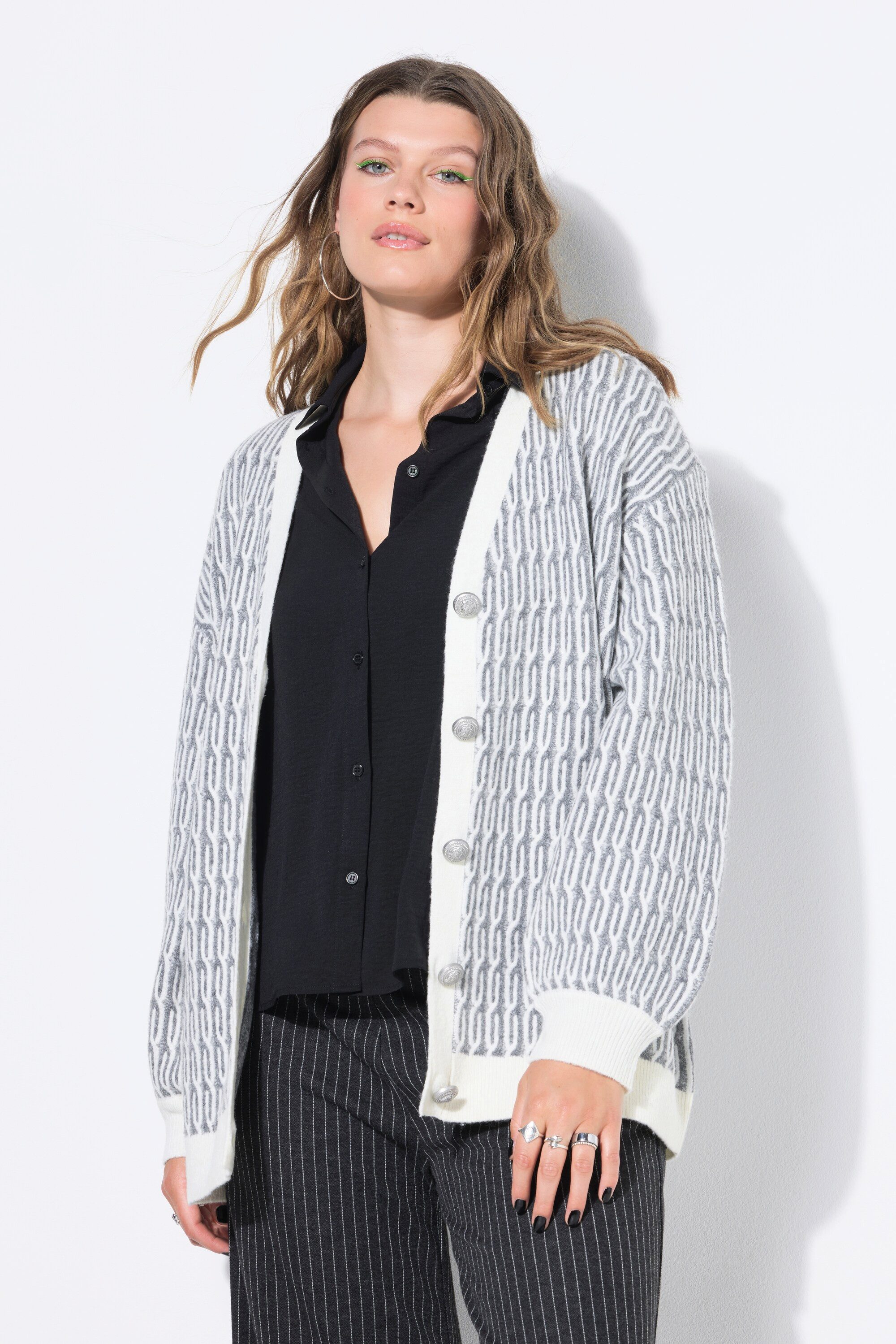 Studio Untold Strickjacke Strickjacke oversized Zopfmuster günstig online kaufen