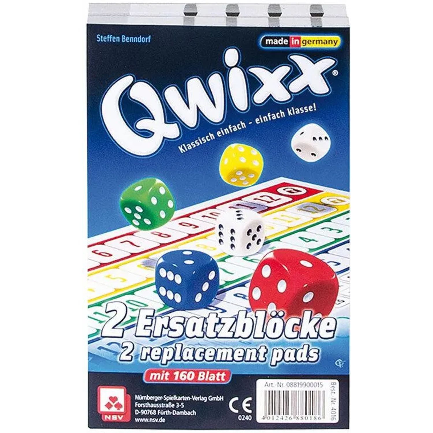Nürnberger Spielkarten Spiel Qwixx Zusatzblöcke (2 Stück)