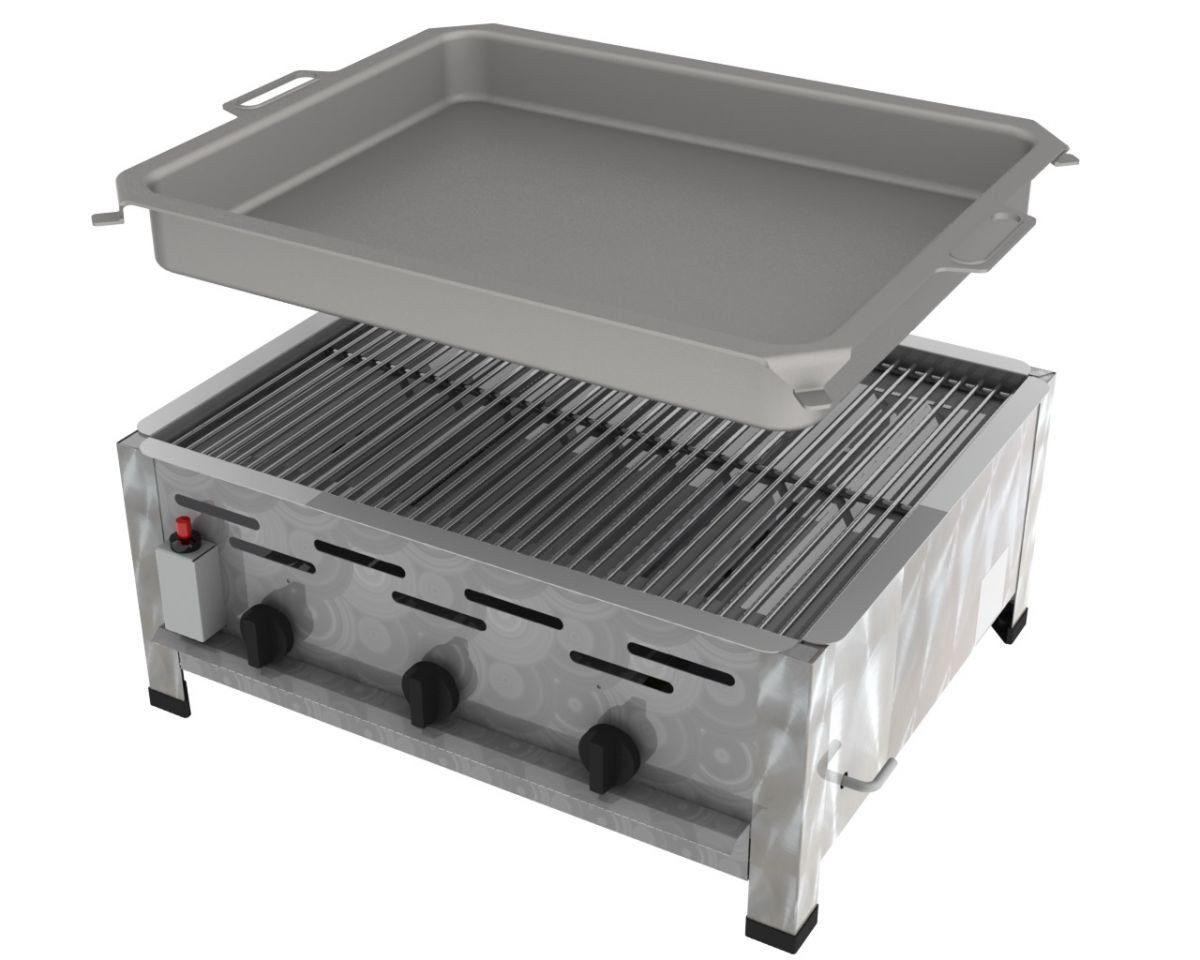 ChattenGlut Gasgrill ChattenGlut Gastrobräter 13,5kW mit Rost und Pfanne, BxTxH: 650x530x270 cm
