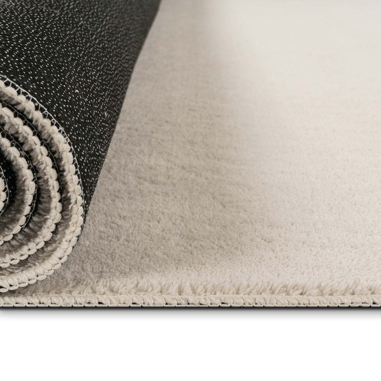 TaraCarpet Teppich Fiona Uni Kurzflor-Teppich, waschbar und supersoft, rechteckig, Höhe: 14 mm, 14 mm Kurzflor, rechteckig, Farbe Creme, Größe 50x80 cm – Bild 5 von 5