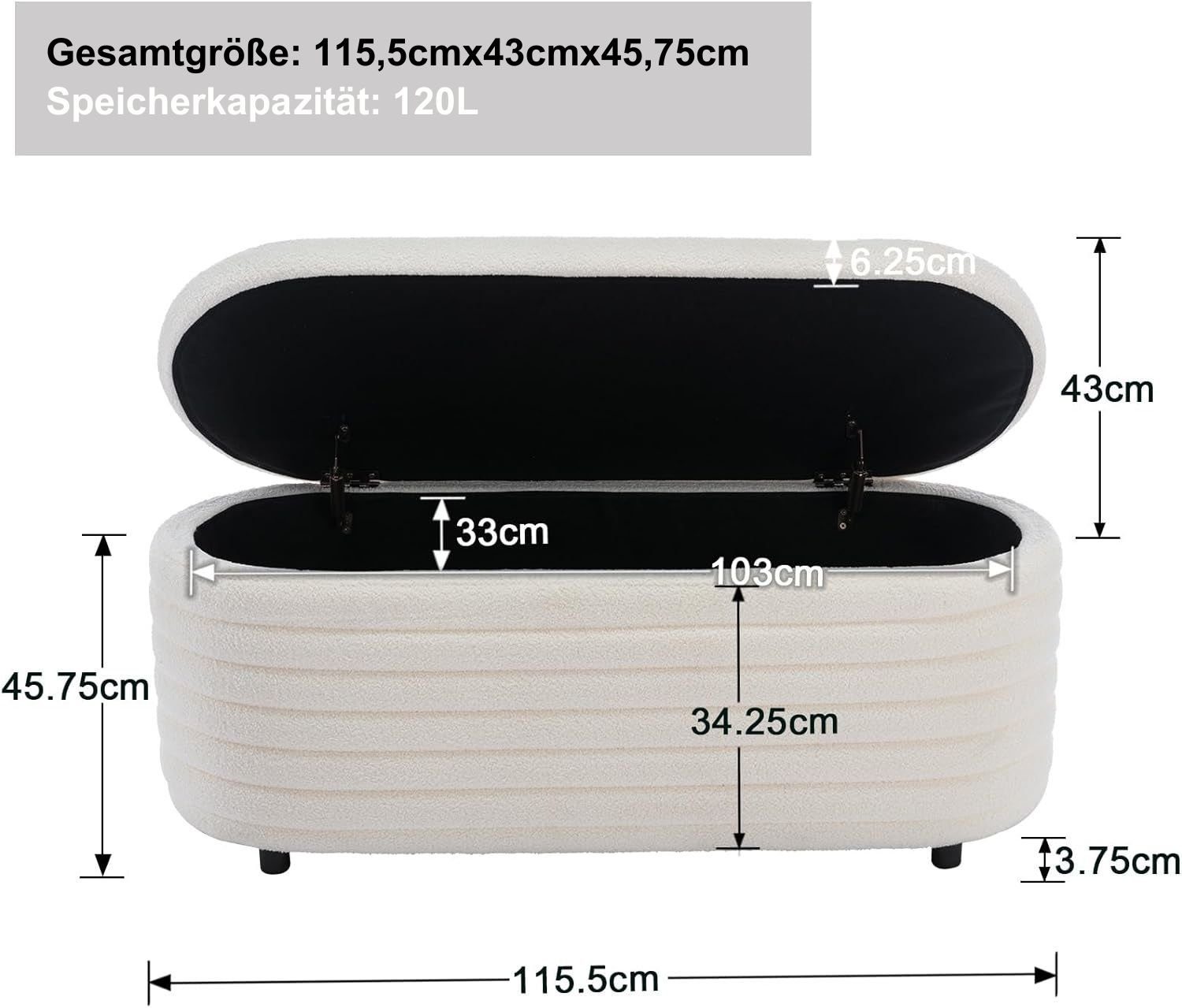 WAHSON OFFICE CHAIRS Sitzhocker Teddystoff Sitzbank mit Stauraum, Moderner günstig online kaufen