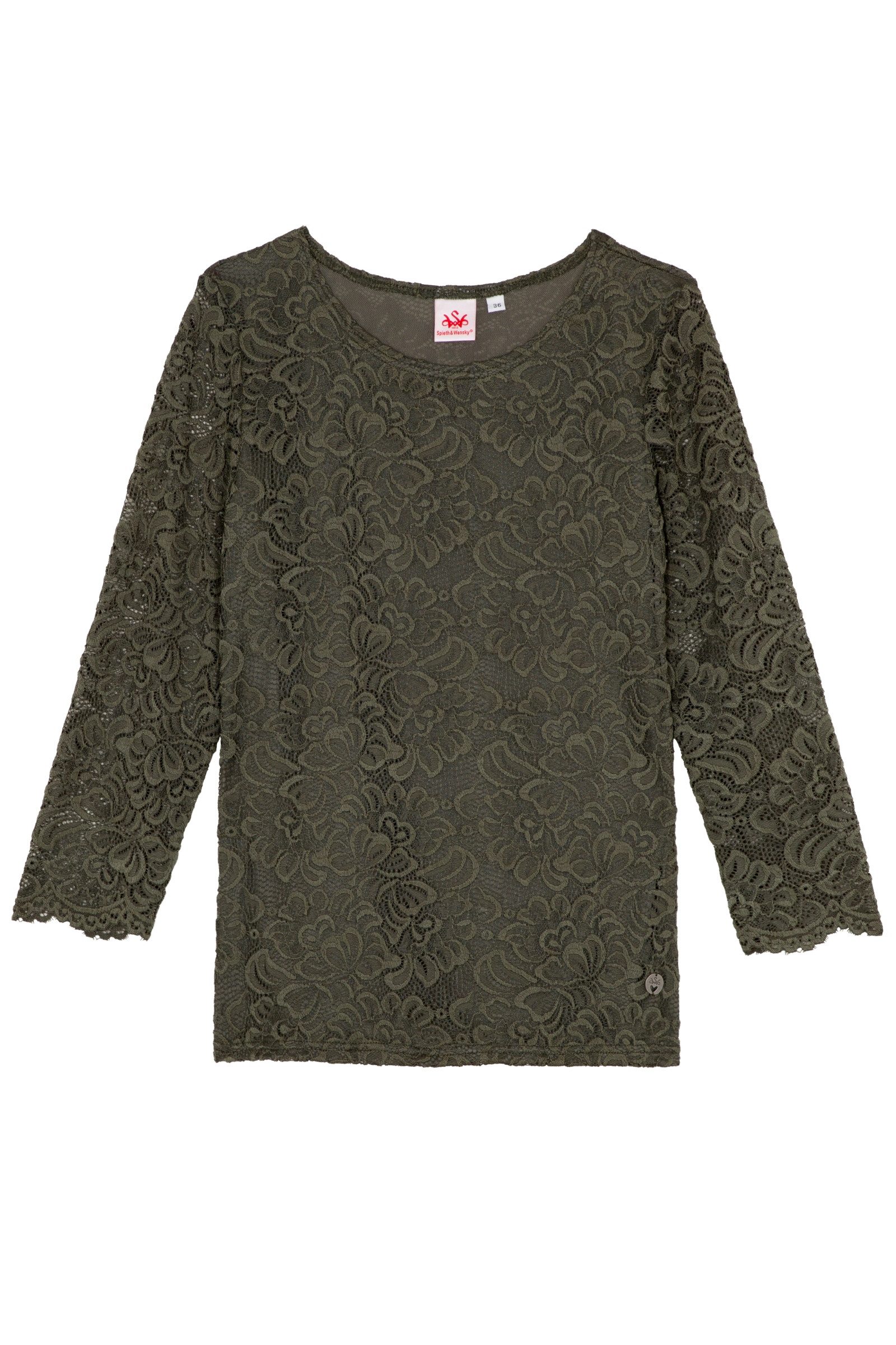 Trachtenshirt Blusenshirt - ALHEIM - lilarosa, olivgrün