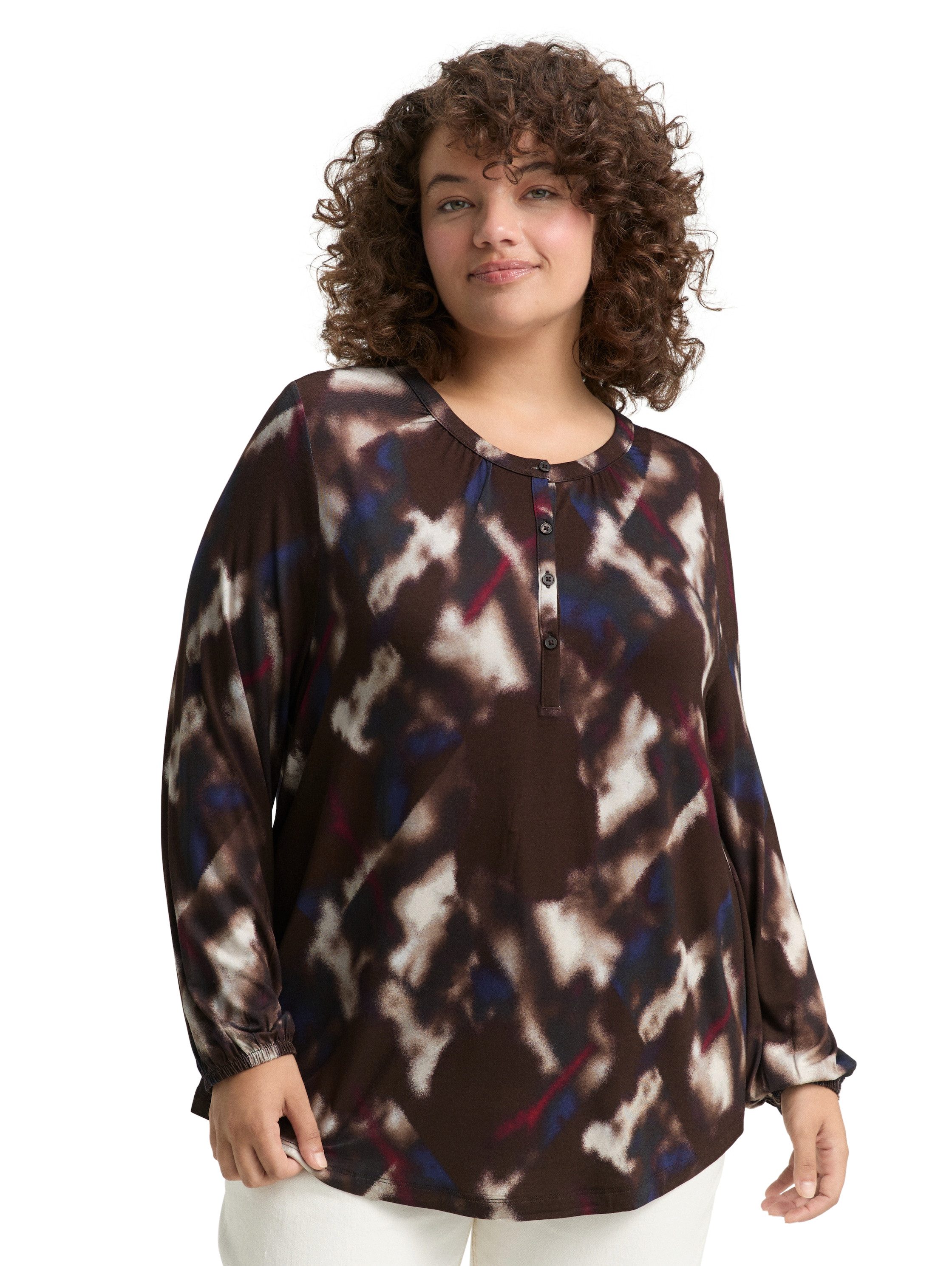 TOM TAILOR PLUS Langarmshirt mit grafischem Muster günstig online kaufen