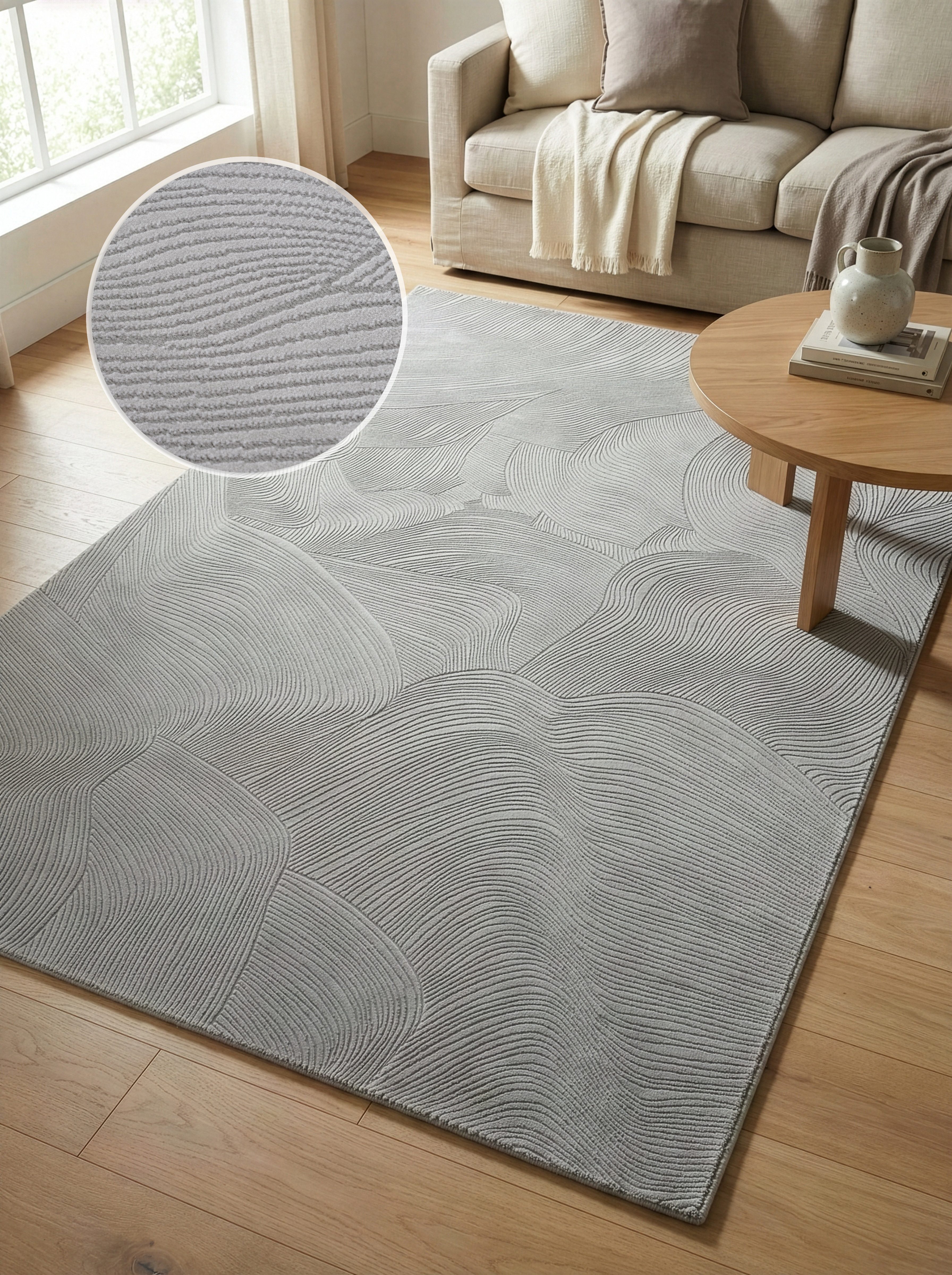Calvin Klein home Teppich Essential, Designerteppich, Wellendesign, rechteckig, Höhe: 7 mm, modern, elegantes Muster, Wohnzimmer, Schlafzimmer, Esszimmer