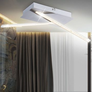 Globo LED Deckenleuchte, LED-Leuchtmittel fest verbaut, Warmweiß, LED Decken Leuchte Flur Strahler Kristalle klar Wohnraum Lampe