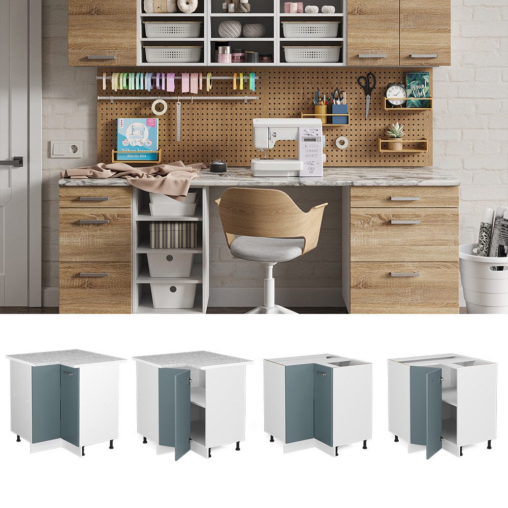 Vicco Schranksystem R-Line, Blau-Grau/Weiß, 75.6 cm günstig online kaufen