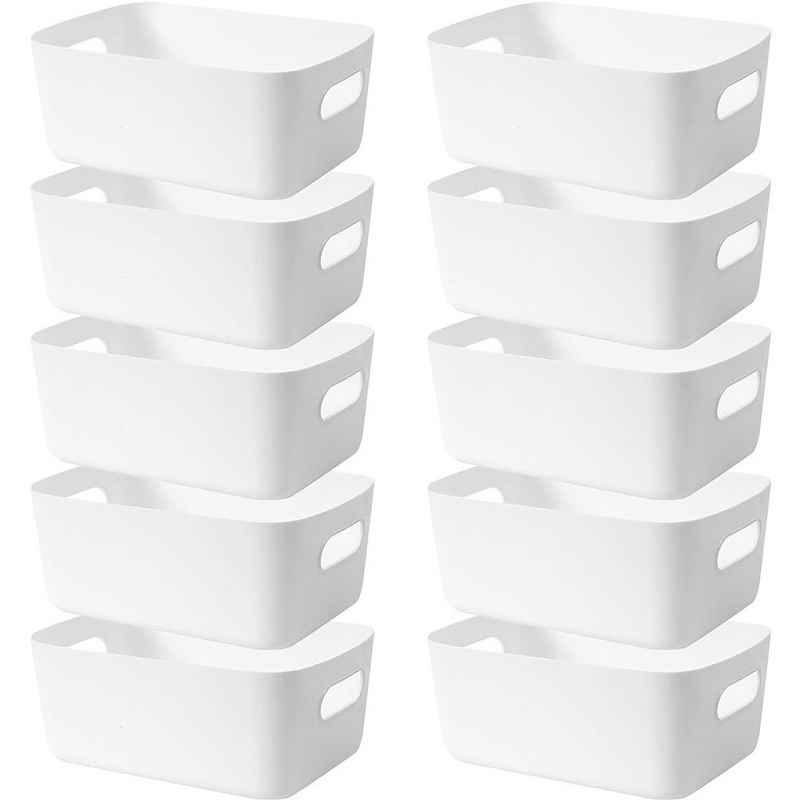 HIBNOPN Aufbewahrungsbox Aufbewahrungsbox Aufbewahrungskorb Regal Kunststoffbox (Weiß) (10 St)