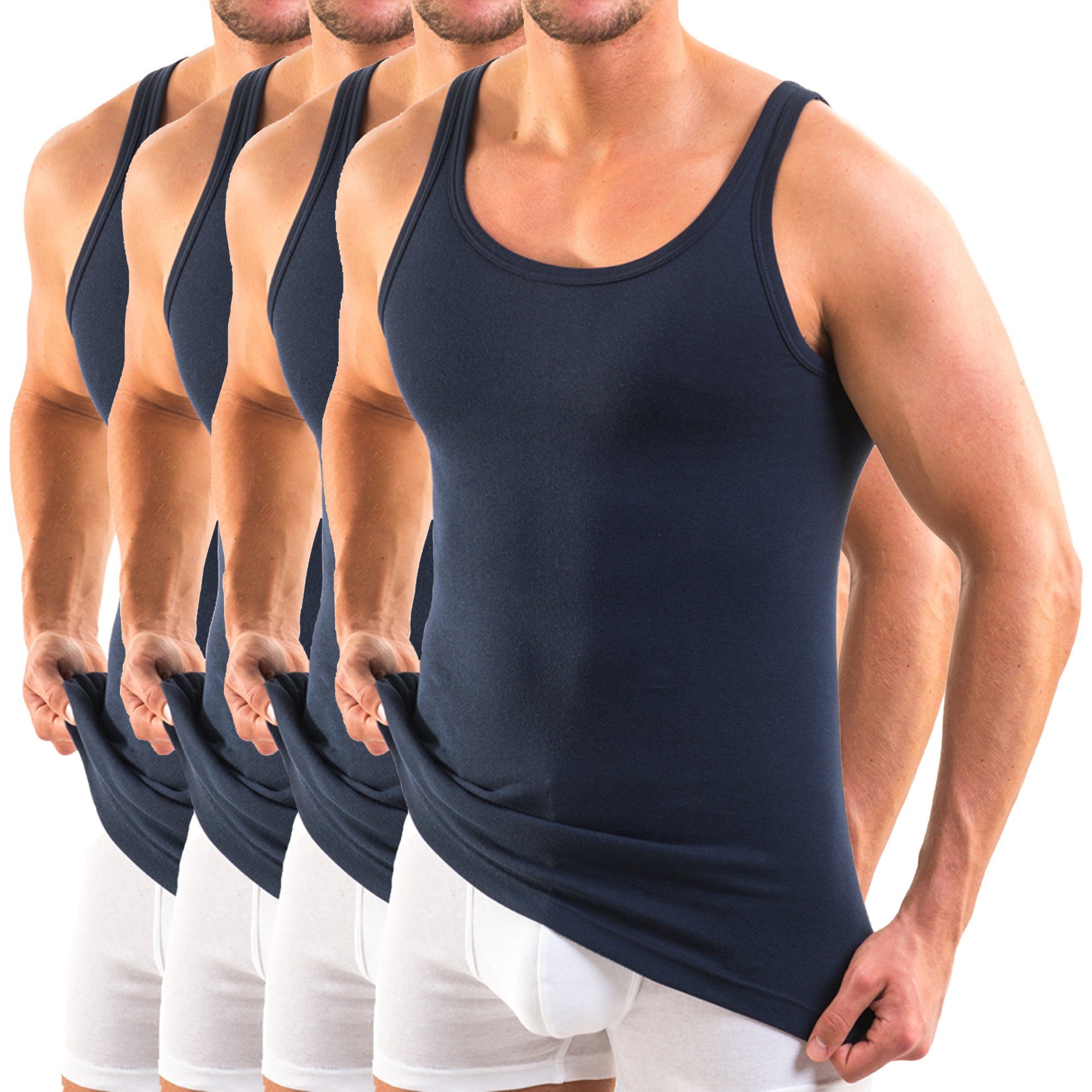 HERMKO Unterhemd Achselhemd (Pack, 4er) 100 % Bio Baumwolle Tank Top Basic Feinripp hergestellt in EU