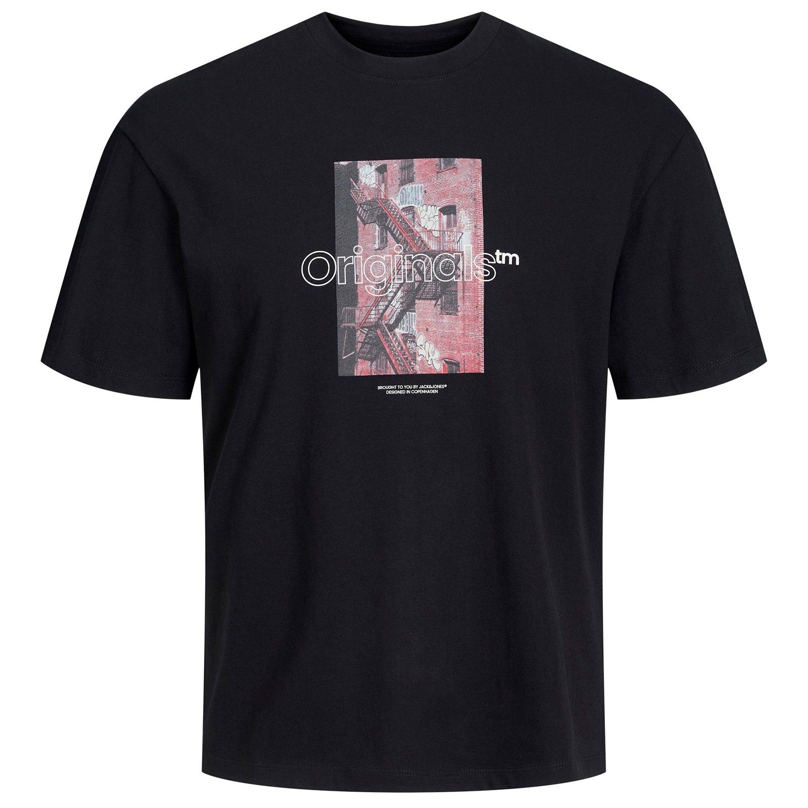 Jack & Jones Rundhalsshirt Große Größen Herren T-Shirt schwarz cooler Fotodruck Jack&Jones | T-Shirts
