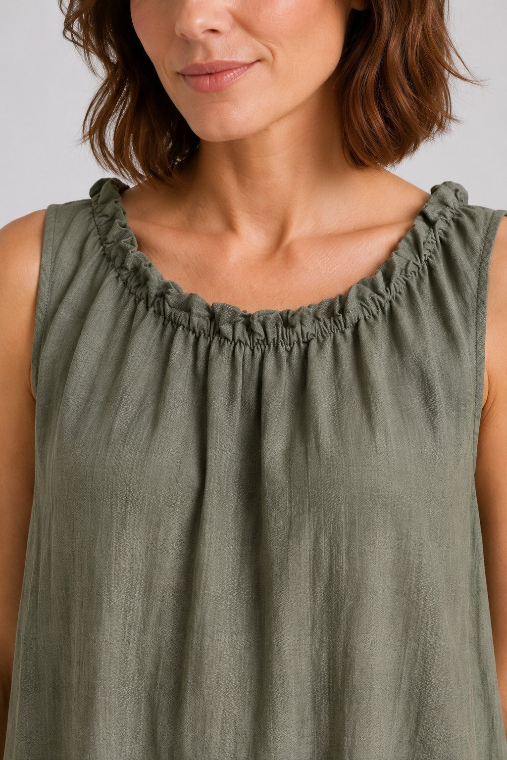 ITALY VIBES Sommerkleid - leichtes Viskosekleid mit gerafftem Kragen - Damen Kleid ONE SIZE - passend für Größen M bis XL – Bild 3 von 5
