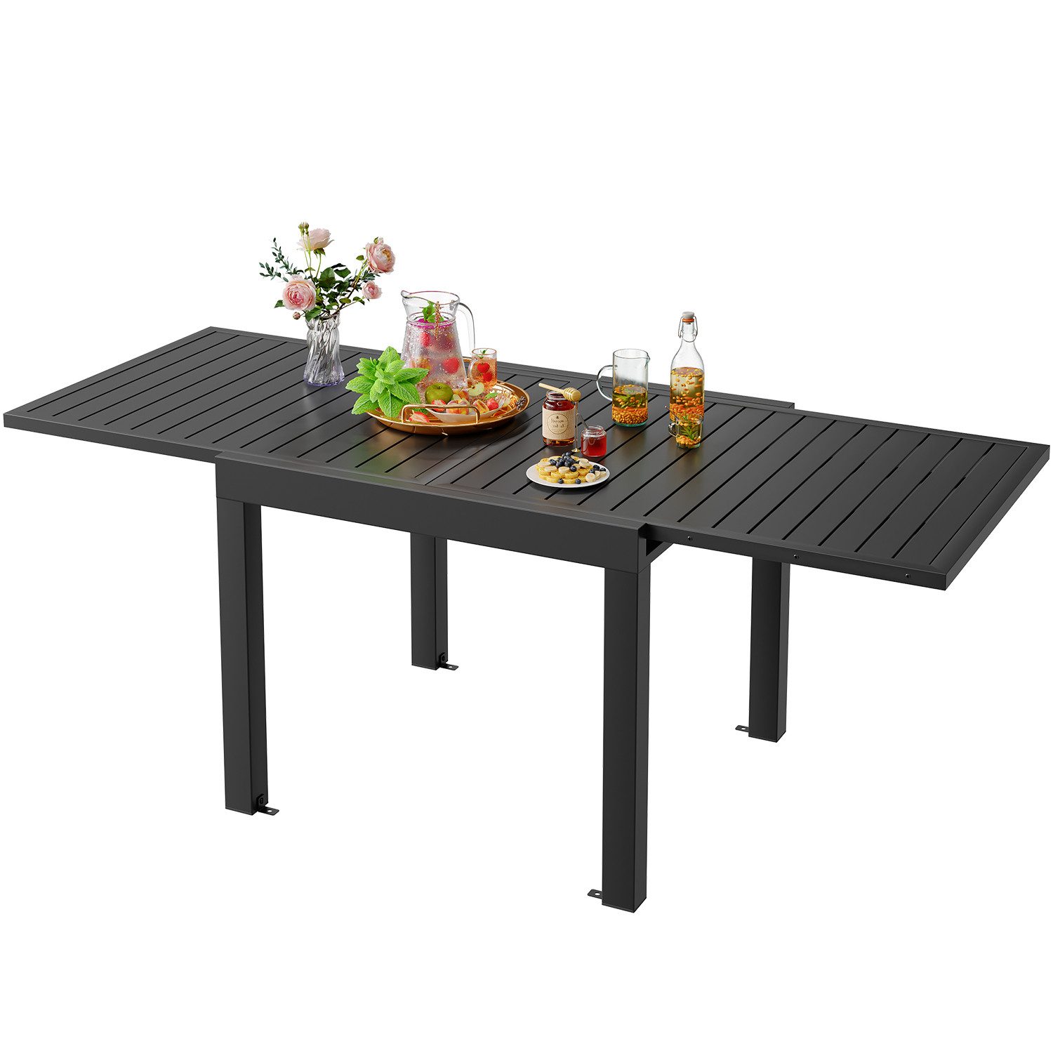 HOMALL Gartentisch Gartenanbautisch 80/160 cm,ausziehbarer Aluminiumtisch günstig online kaufen