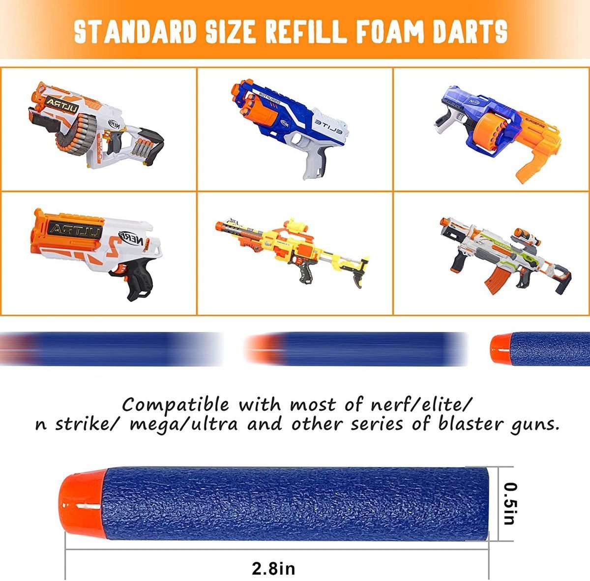 König Design Dartpfeil Darts Pfeile für Nerf Zubehör 7.2cm, Refill Bullets Darts - für N-Strike / Elite / X- Shot Blasters
