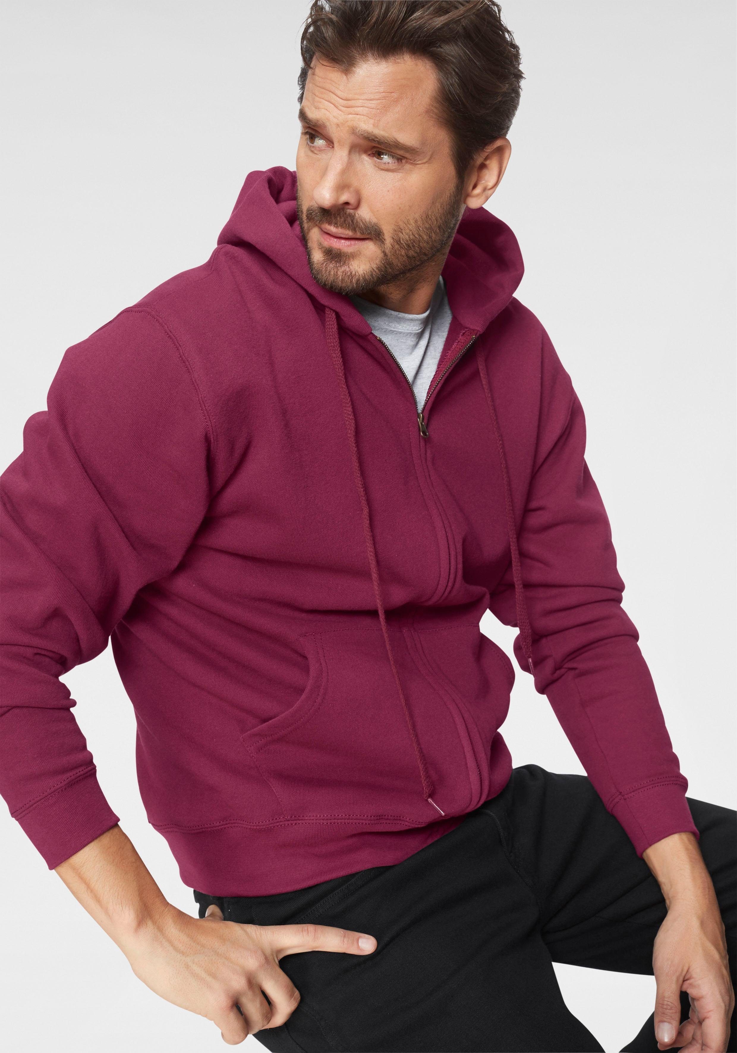 Fruit of the Loom Kapuzensweatjacke aus Baumwollmischung bordeaux