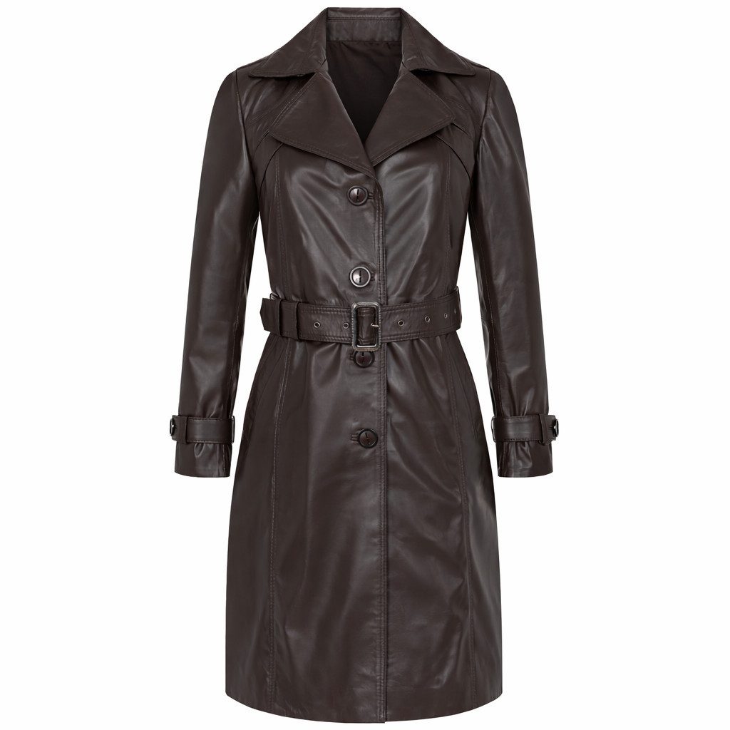 Mouflon Lederjacke Camila Einreihiger Ledertrenchcoat aus echtem, softem Lammnappa-Leder.