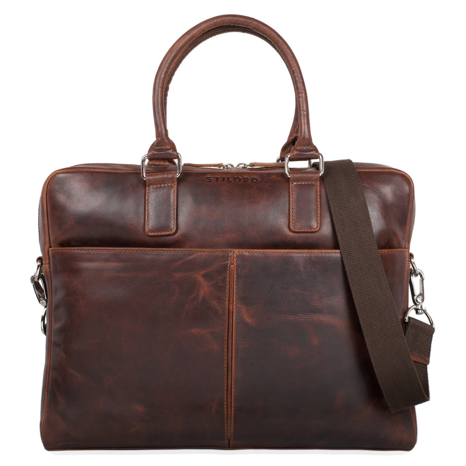 STILORD Laptoptasche "Emilio" Umhängetasche Leder Vintage groß