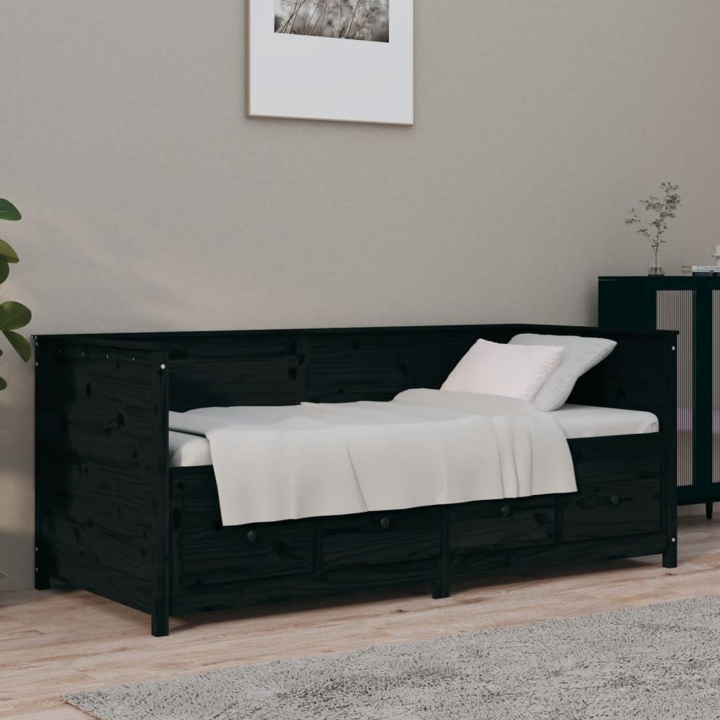 Bett Tagesbett aus massivholz Schwarz 197,5 x 82 x 80 cm