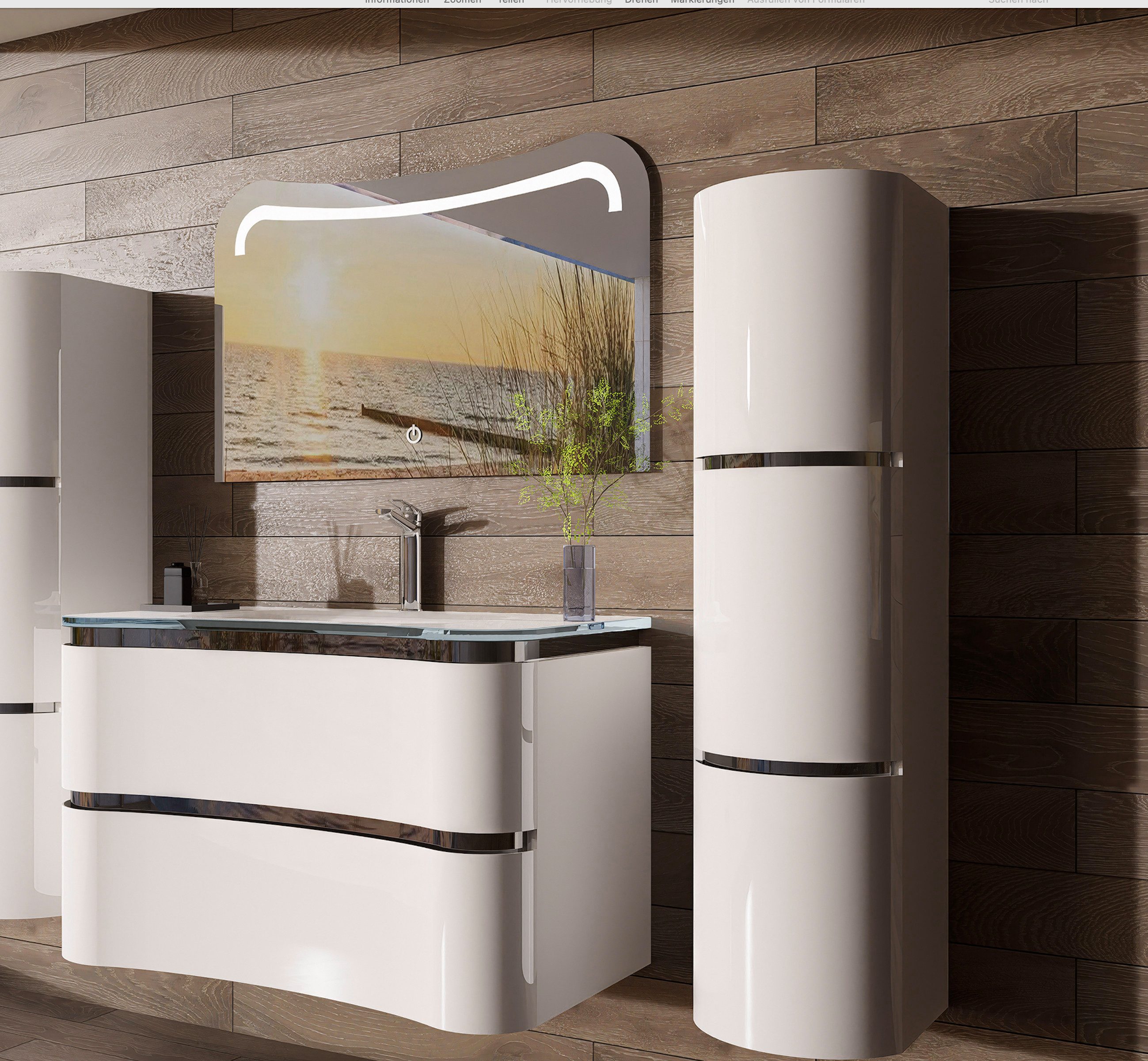 Homeline Badezimmer-Set Bad Möbelset Lady Schwarz oder Weiß Hochglanz 90 cm günstig online kaufen