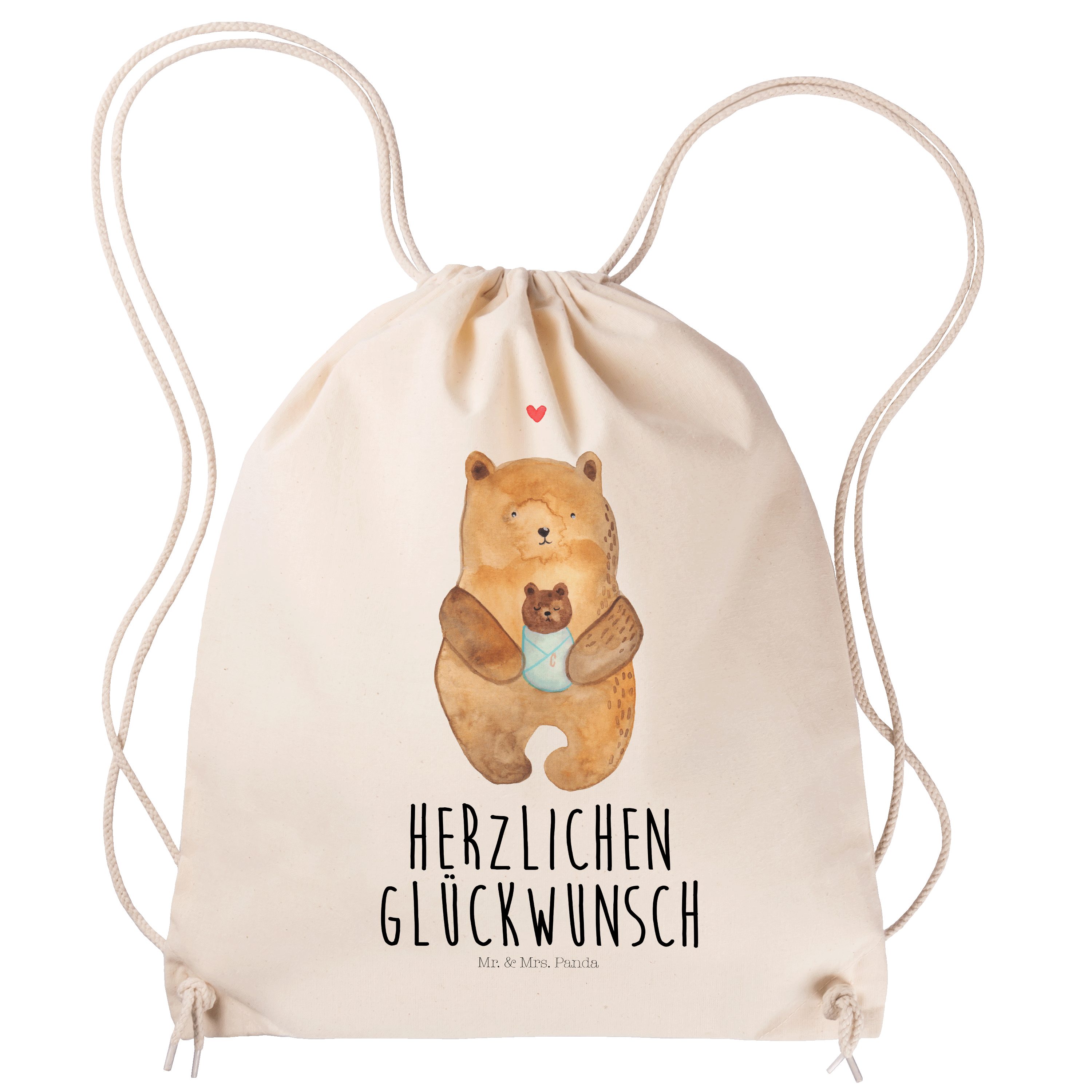 Te Transparent Panda - Sporttasche mit Beutel, Geschenk, Bär & Stoffbeutel, Taufe, Mrs. Mr. (1-tlg) Baby -