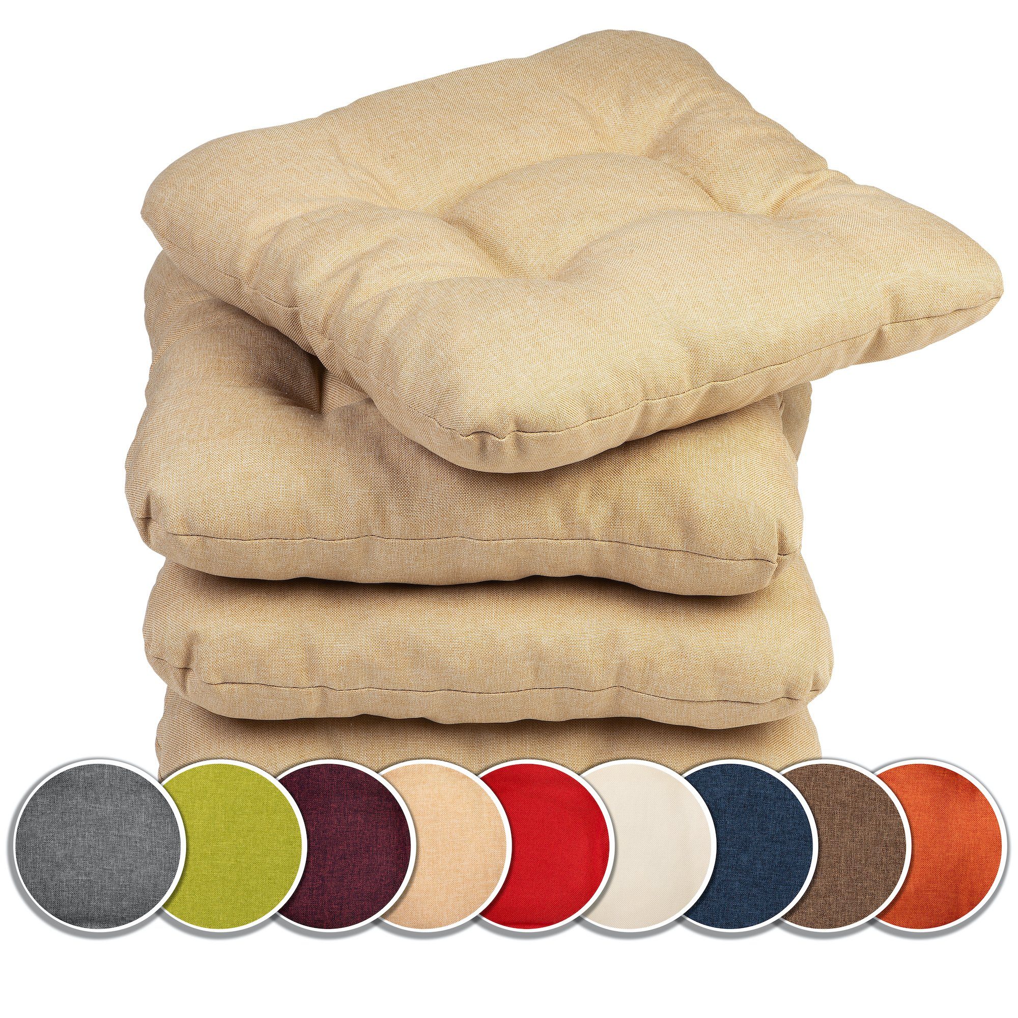 sunnypillow Stuhlkissen 4er Set Stuhlkissen 45x45 cm Bequeme 8cm, Polsterauflage Auflage für Stühle / Bänke
