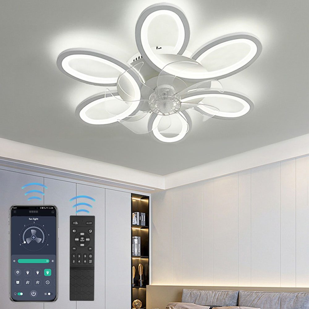 Jibenhome Deckenventilator Moderner Deckenleuchte Ventilator Dimmbar, 65CM, mit Fernbedienung,Timer,für Wohnzimmer, Esszimmer, Schlafzimmer
