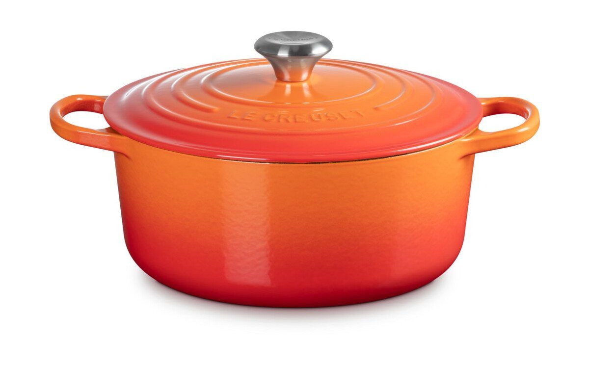 LE CREUSET Bräter Bräter mit Deckel 26 cm Signature Ofenrot, Emailliertes Gusseisen