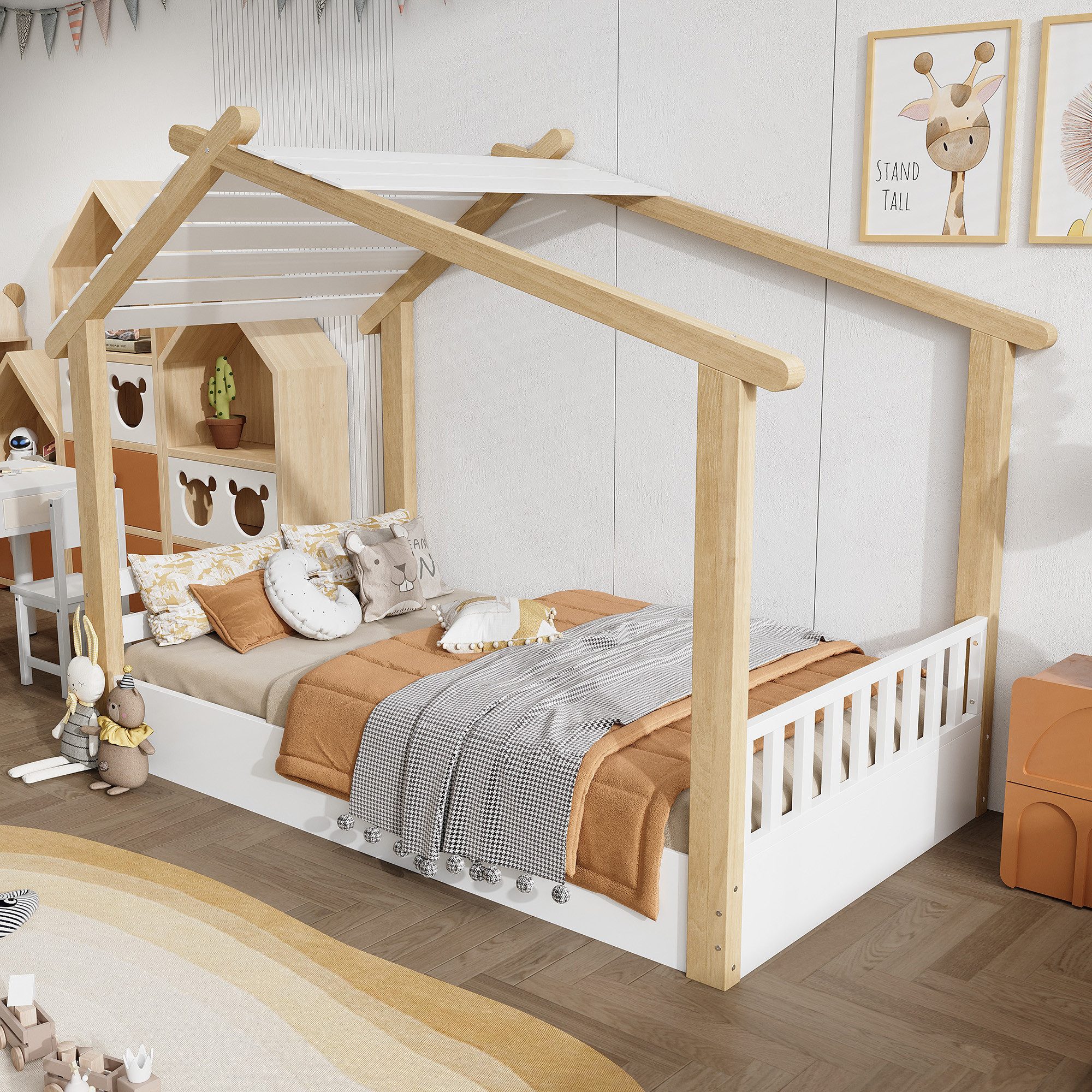 REDOM Kinderbett mit stabilem Lattenrost & schlichtem Design (Holzbett, Ein günstig online kaufen