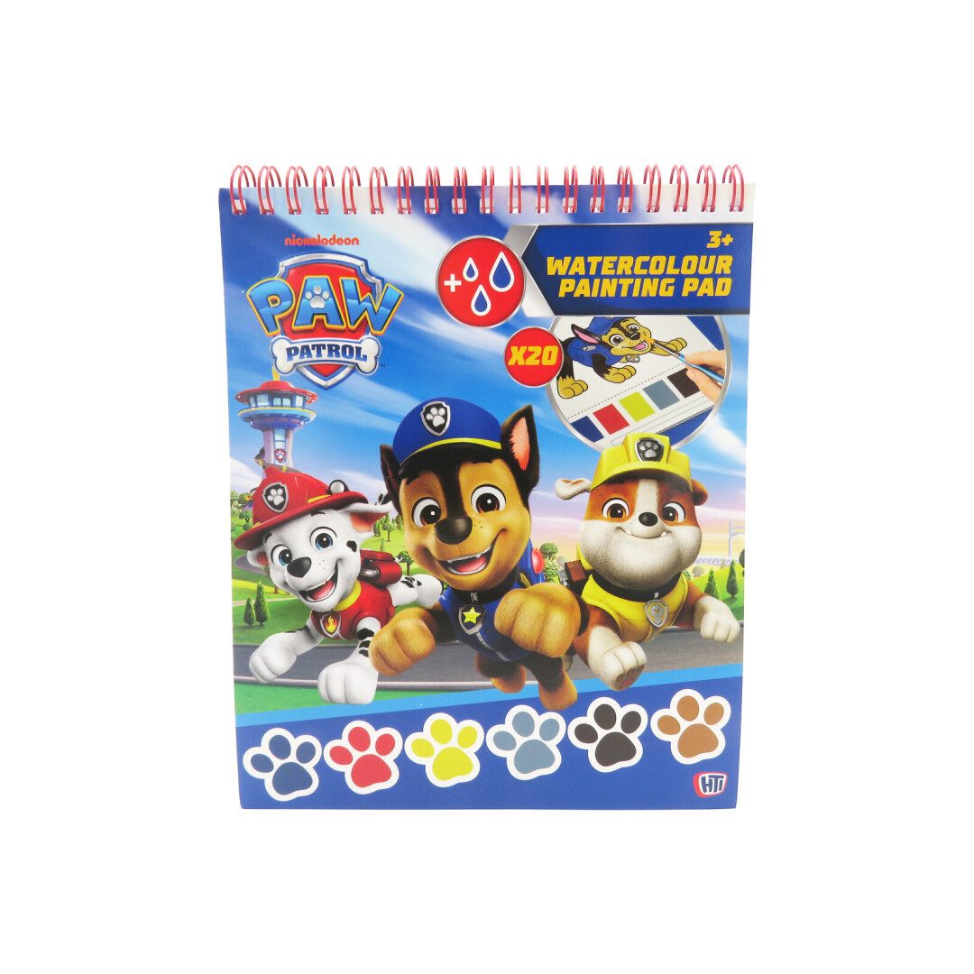 PAW PATROL Kreativset Paw Patrol Malblock mit Wasserfarben 20 Blatt Zeichenblock mit Pinsel