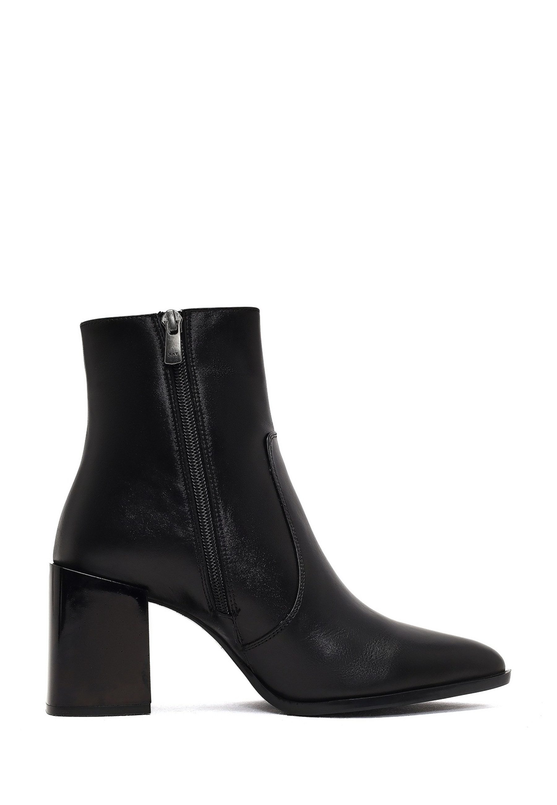 Derimod Absatz-Stiefeletten aus Lackleder Ankleboots Reißverschluss, Leder-Textil-Futter, TPU Sohle, Absatz 8 cm