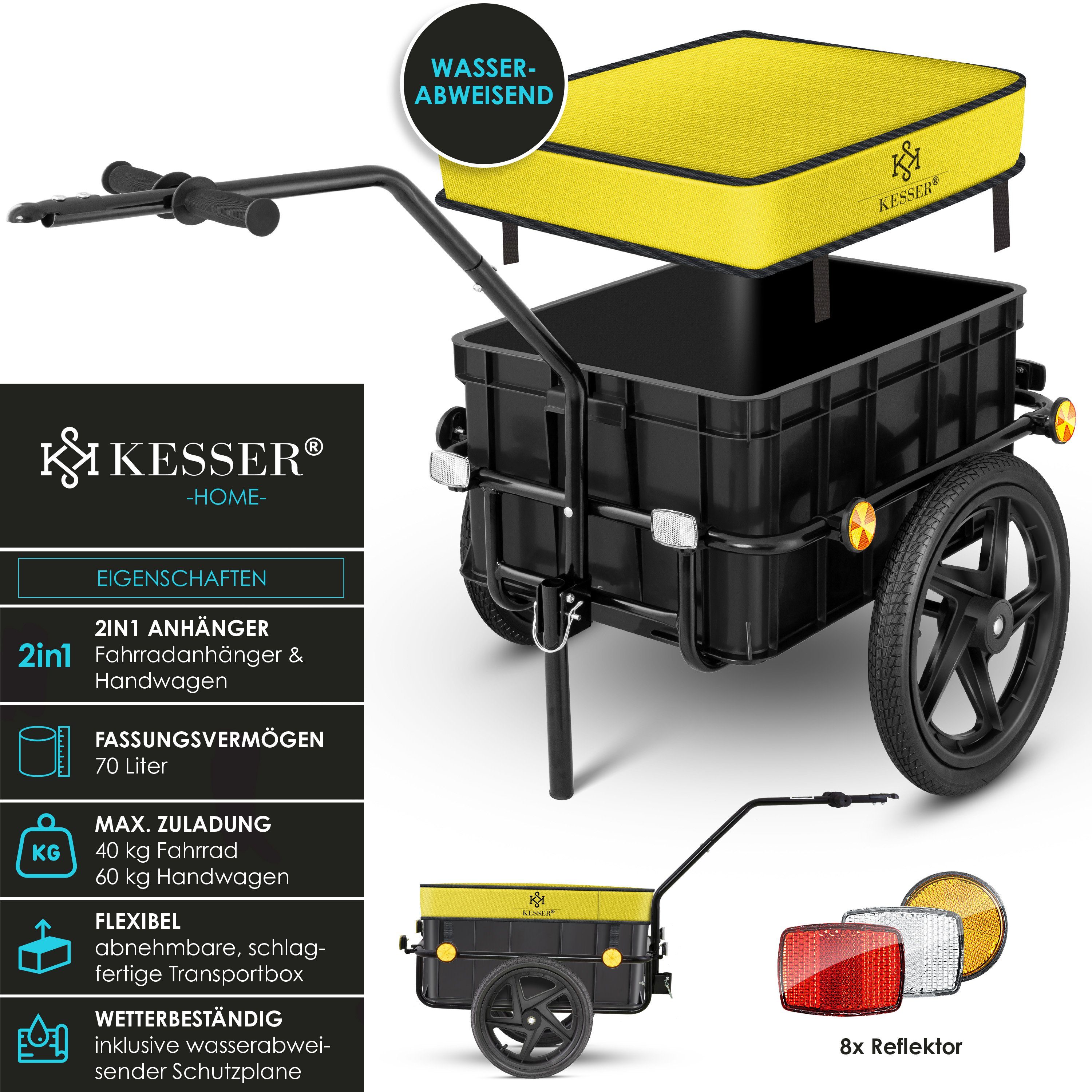 KESSER Fahrradlastenanhänger, Fahrradanhänger Lastenanhänger Handwagen mit Kupplung – Bild 2 von 5