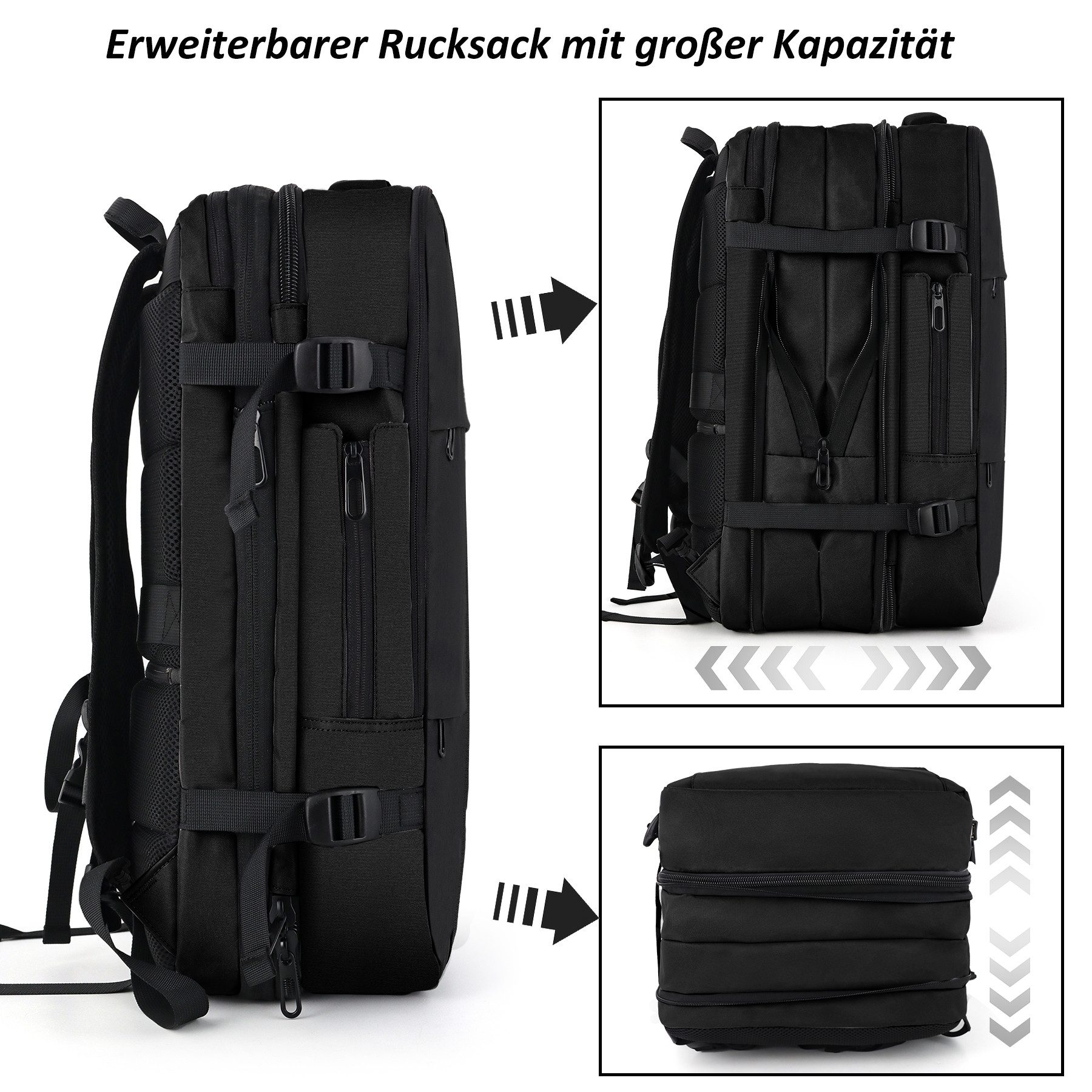 TAN.TOMI Reiserucksack 50L Reiserucksack Herren, Flugzeug Handgepäck Rucksack USB-Ladean, 17 Zoll Laptop Rucksack für Arbeit Schule Reise, Casual Daypack