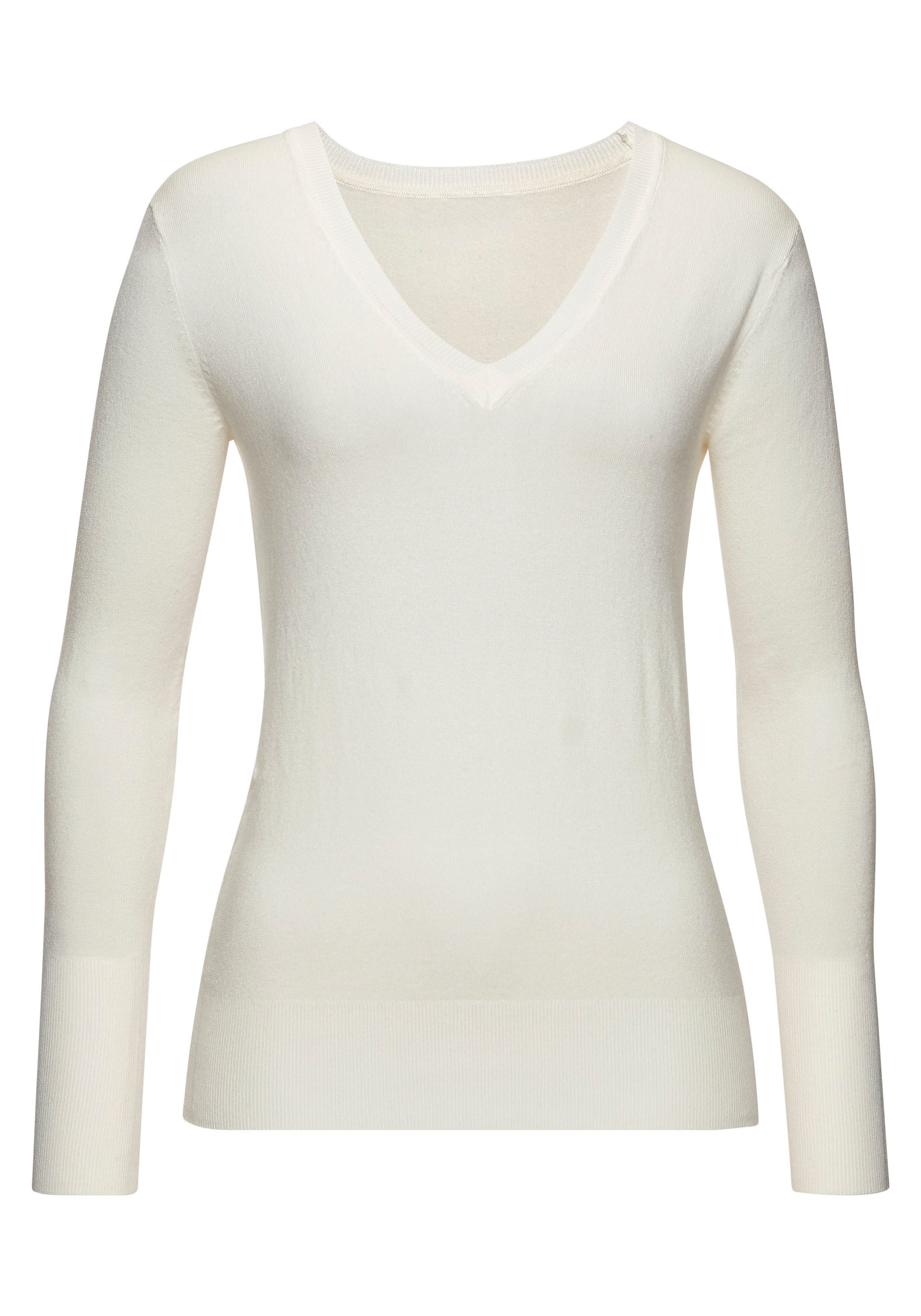 Vivance by Lascana V-Ausschnitt-Pullover in taillierter Form weicher Strickpullover, Feinstrickpullover, V-Pullover, Basic – Bild 2 von 5