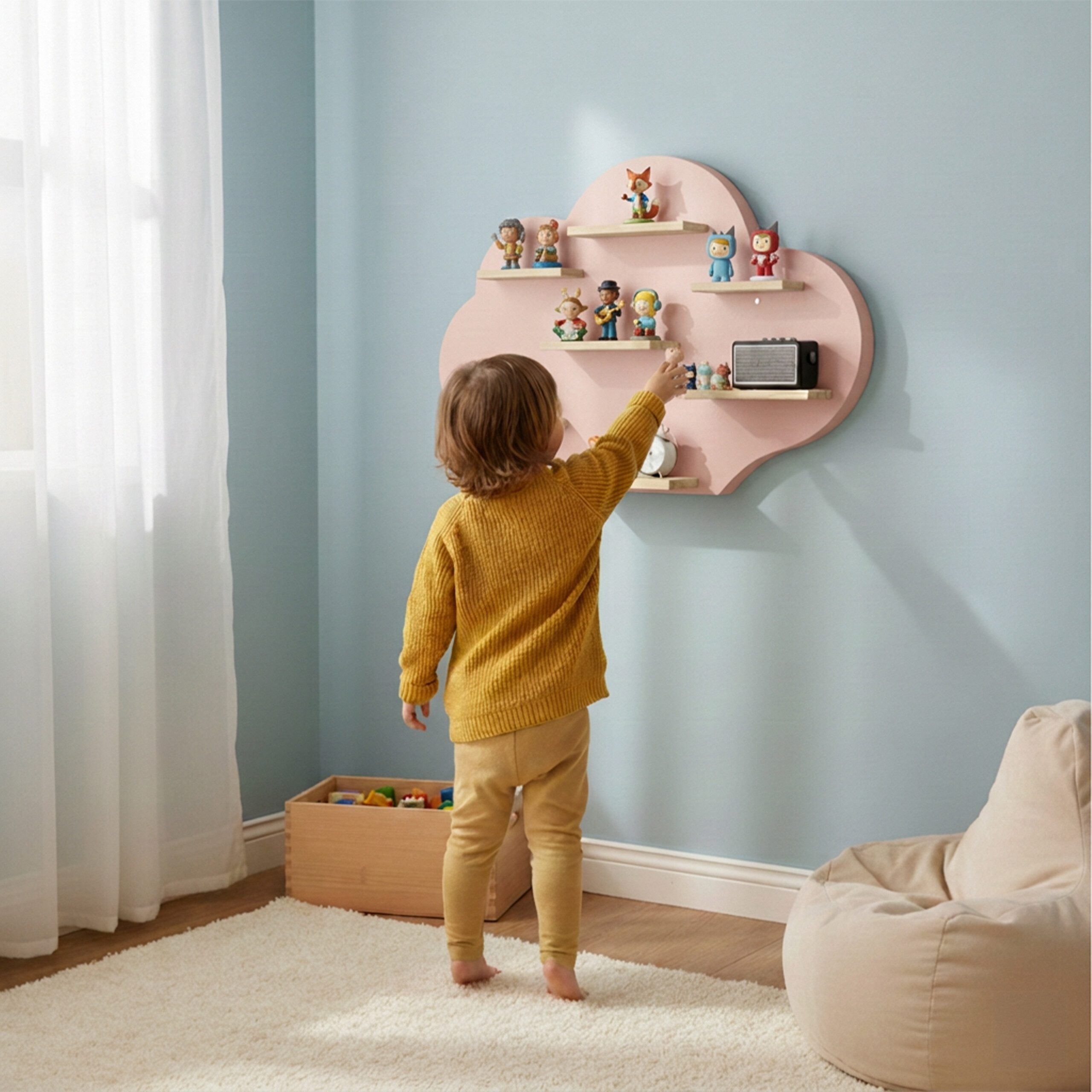 relaxdays Kinderregal Toniebox Regal Wolke, 1-tlg., rosa. – Bild 5 von 5