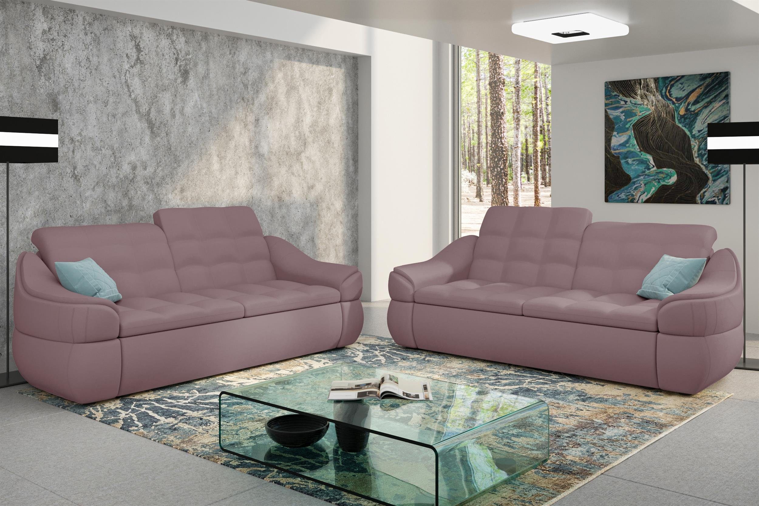 Stylefy (Set bestehend aus Design, 2x2-Sitzer in Europa Sofa, Polstergarnitur Modern made (2-tlg), Alisa,