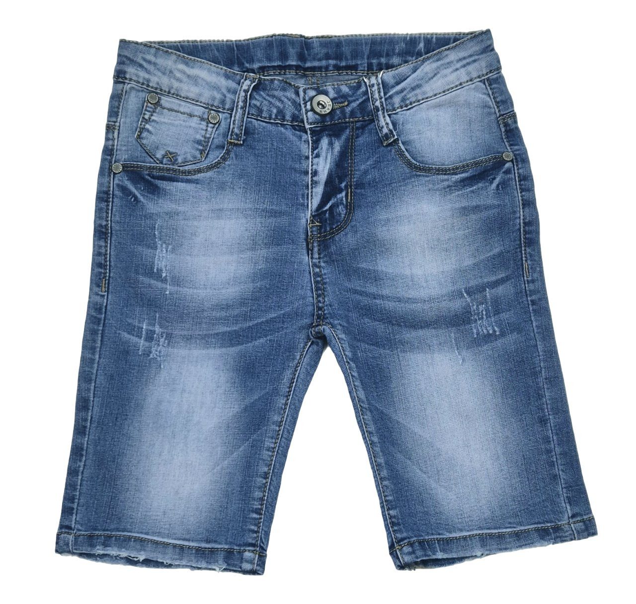 Fashion Boy Jeansbermudas Shorts Bermuda Jeans Hose dünne Kinder Sommerhose Stretch, J4832e