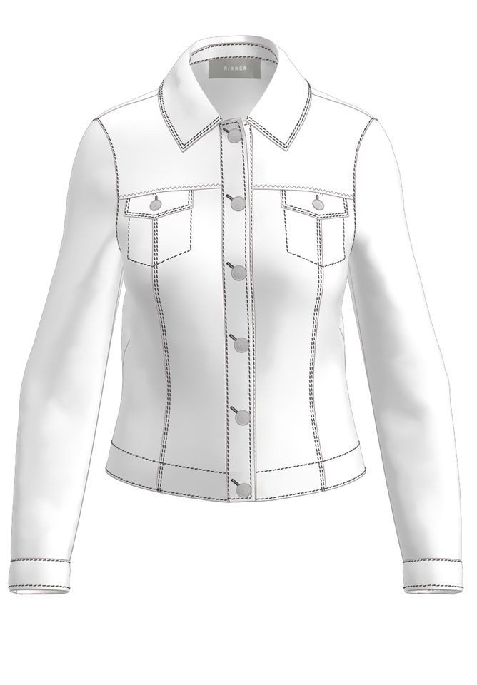 Jeansjacke – Weiße Denimjacke mit Kentkragen und Knopfleiste